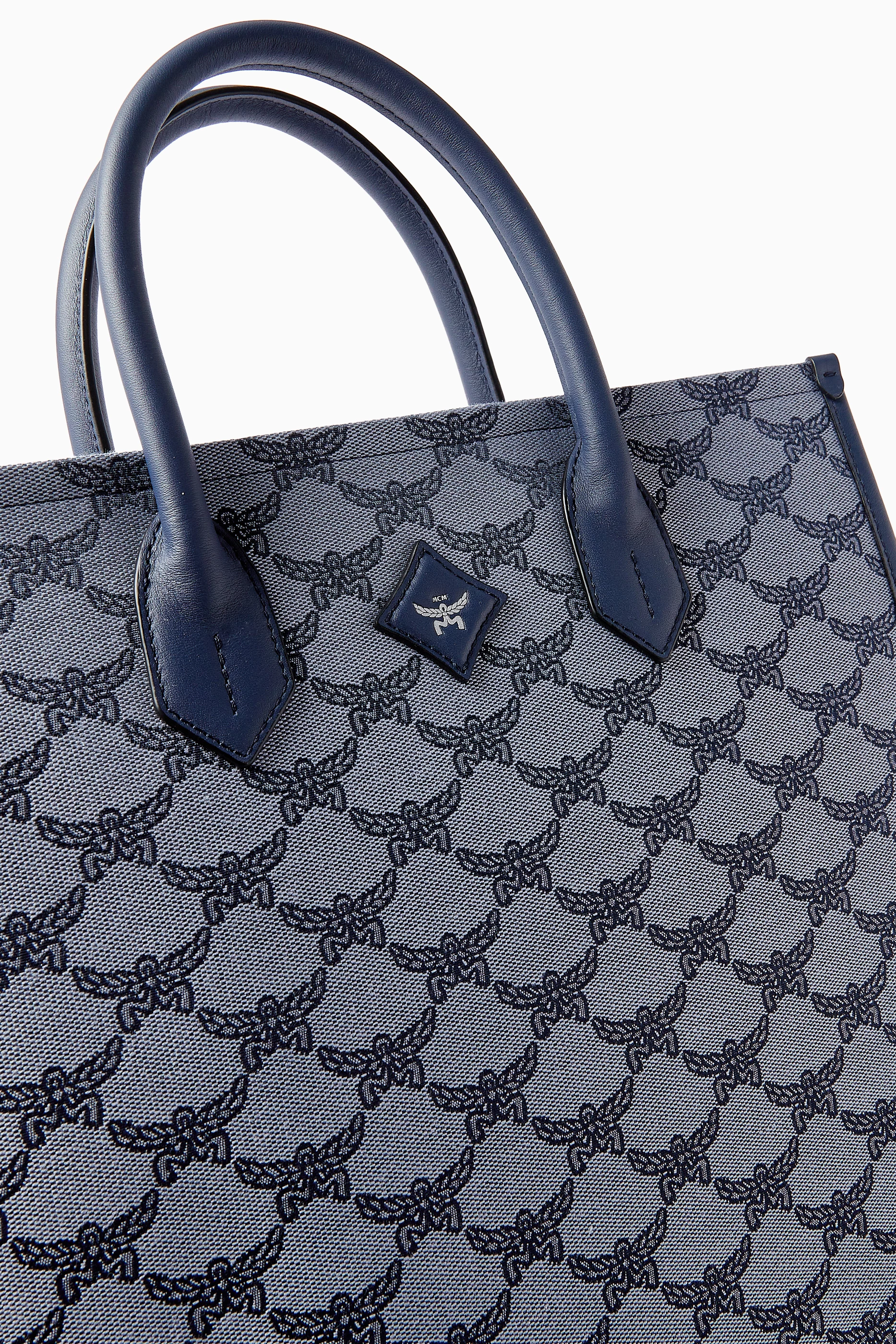 Buy MCM Blue Medium Himmel Tote Bag in Lauretos Canvas for UNISEX
