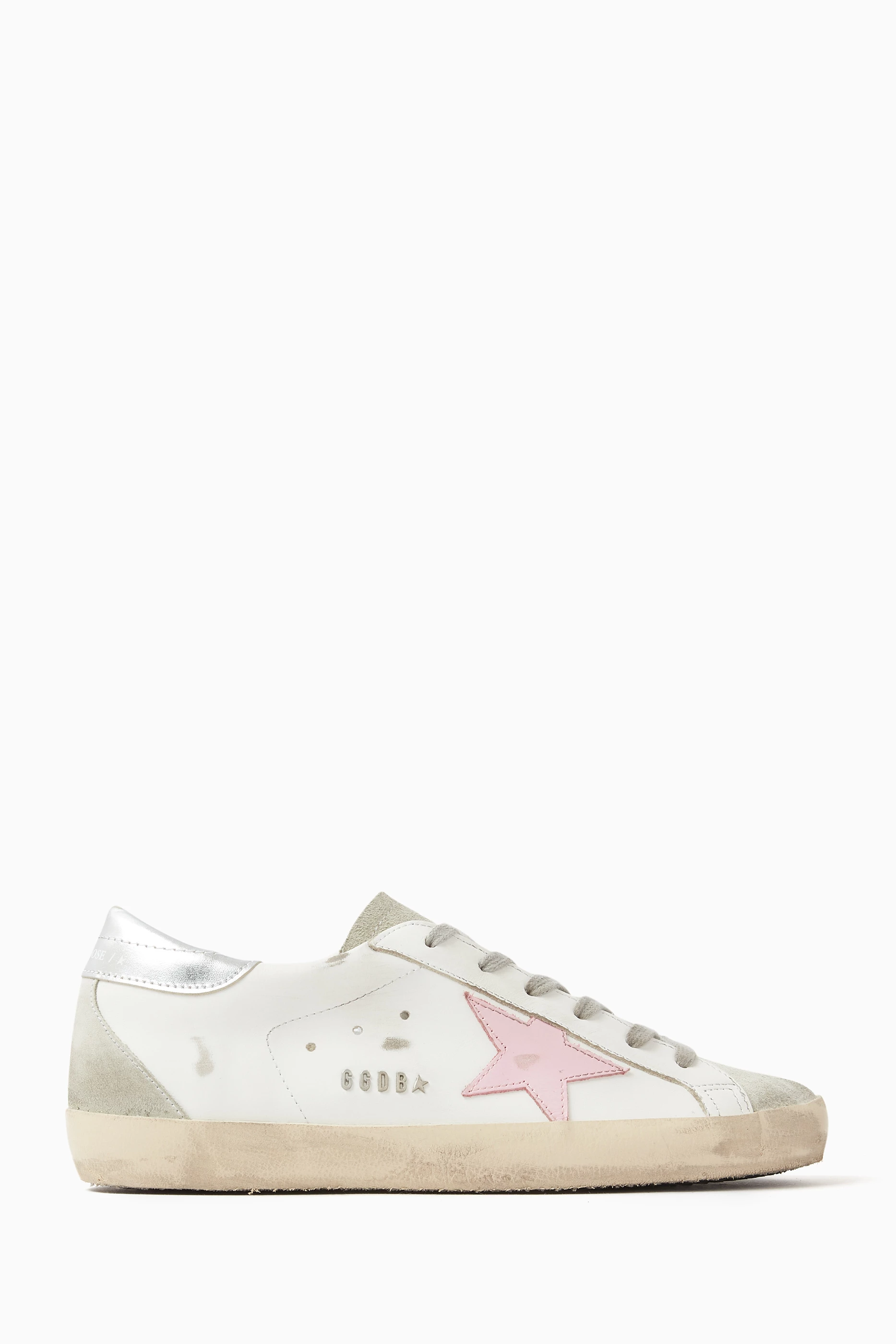 Buy GOLDEN GOOSE Pink Super star Low top Sneakers in Leather for