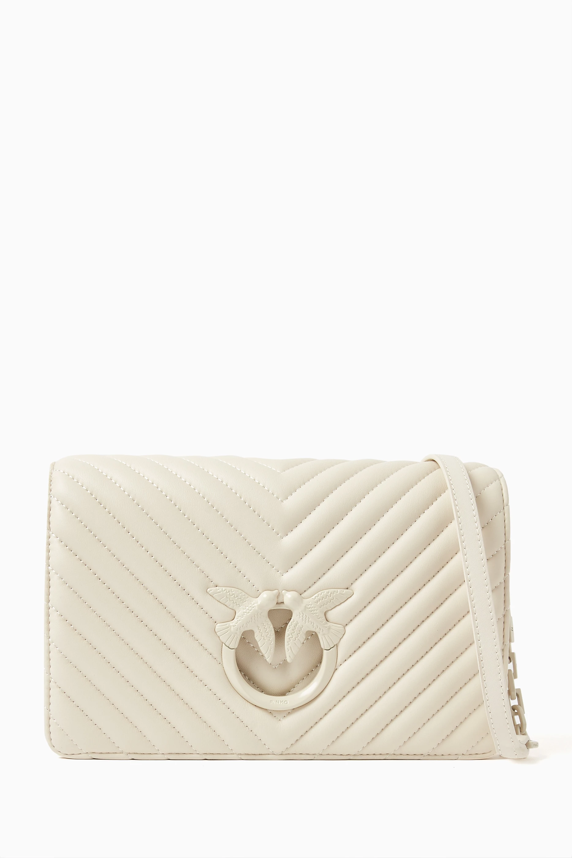 Buy PINKO White Love Click Classic Crossbody Bag in Quilted