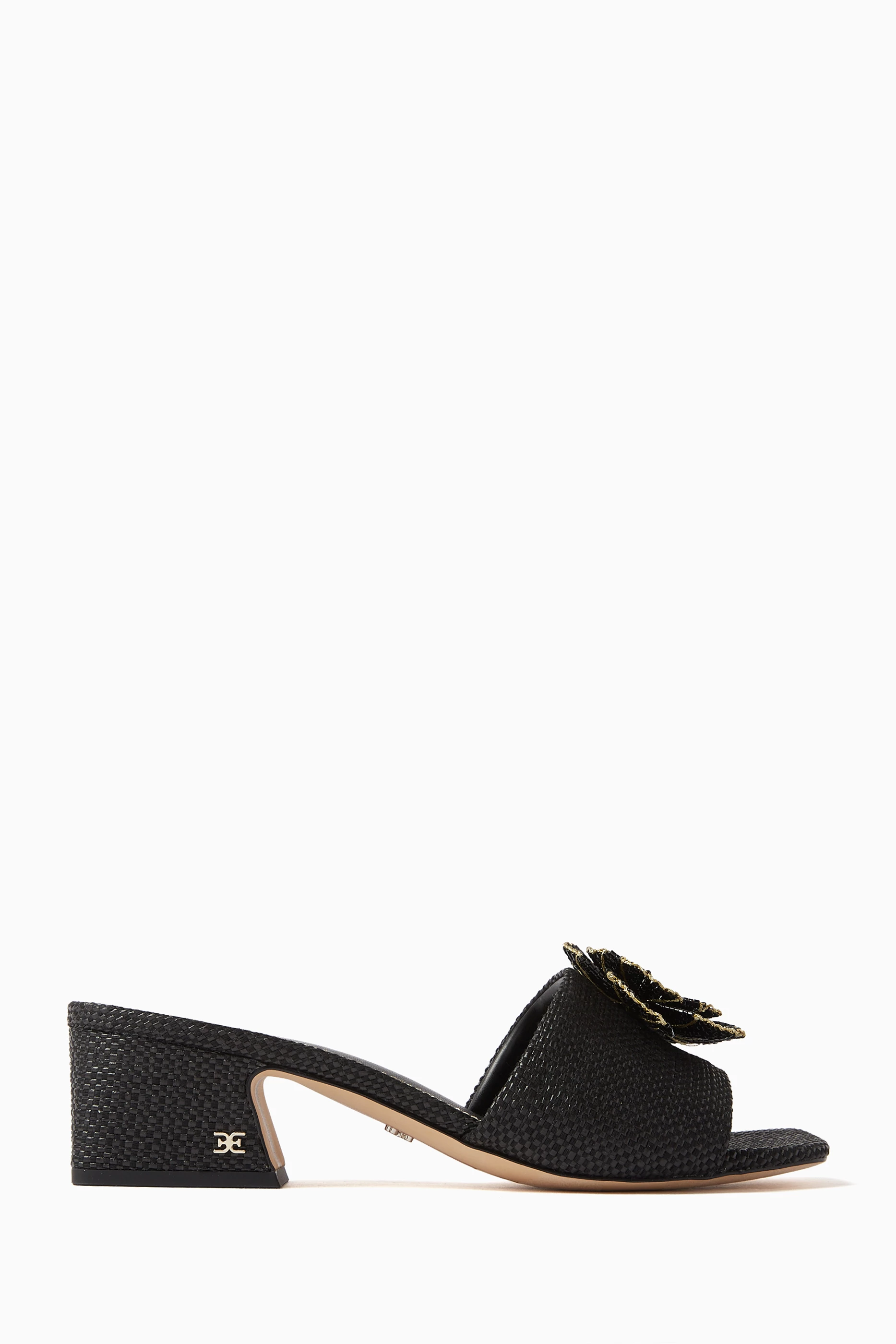 Buy Sam Edelman Black Winsley Floral Mules in Raffia for Women in