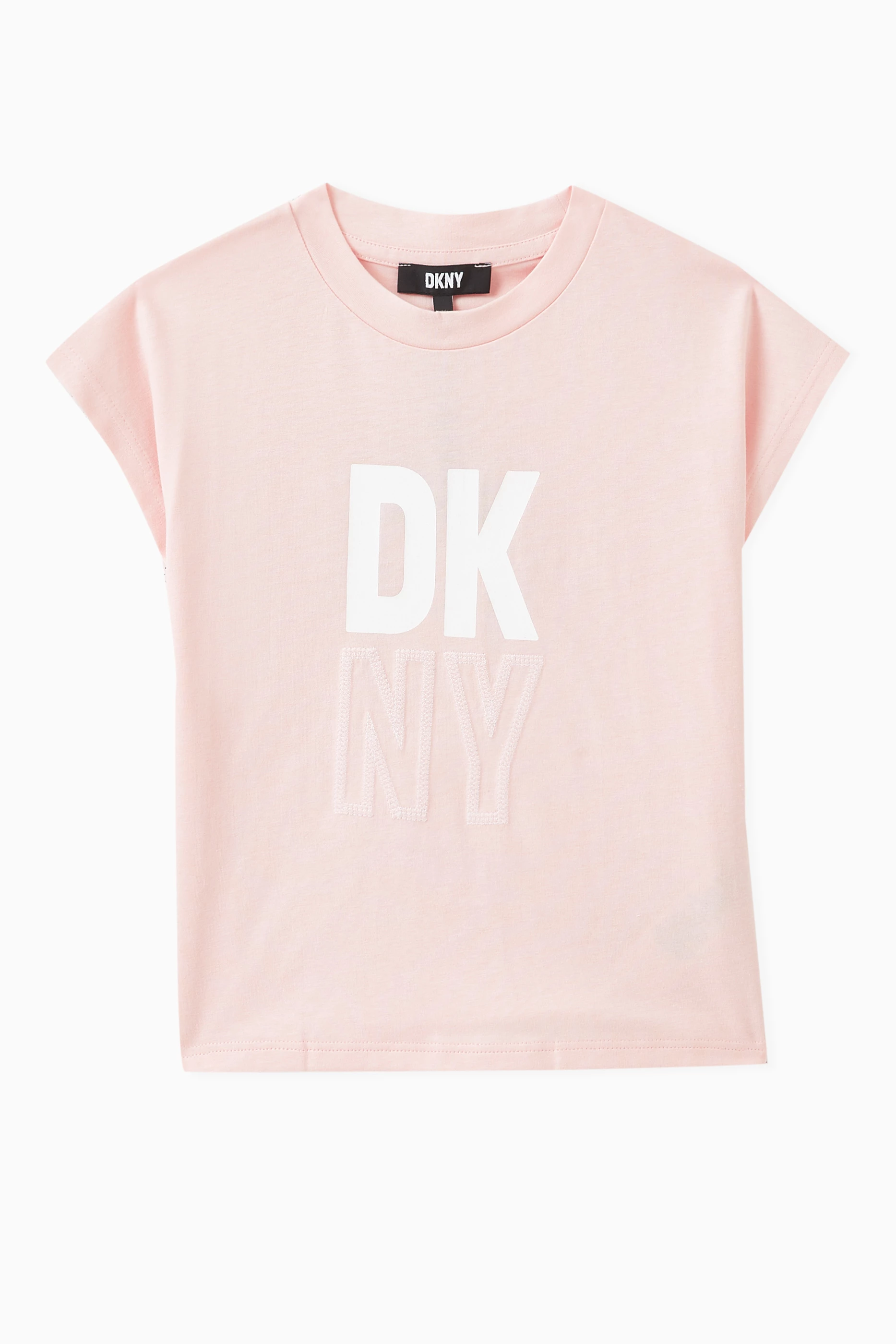 Buy DKNY Pink Logo T-shirt in Cotton Jersey for Girls in Saudi