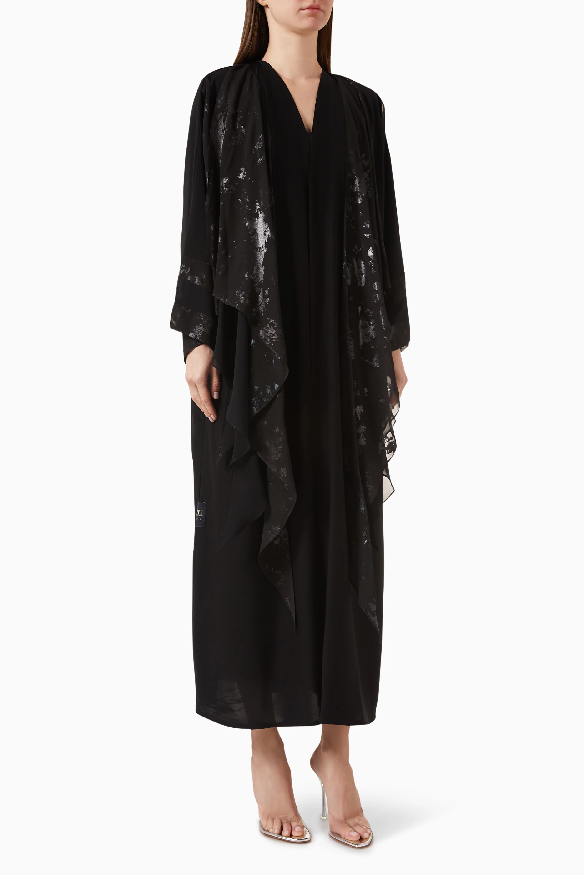 Amal' Layered Chiffon Abaya - White