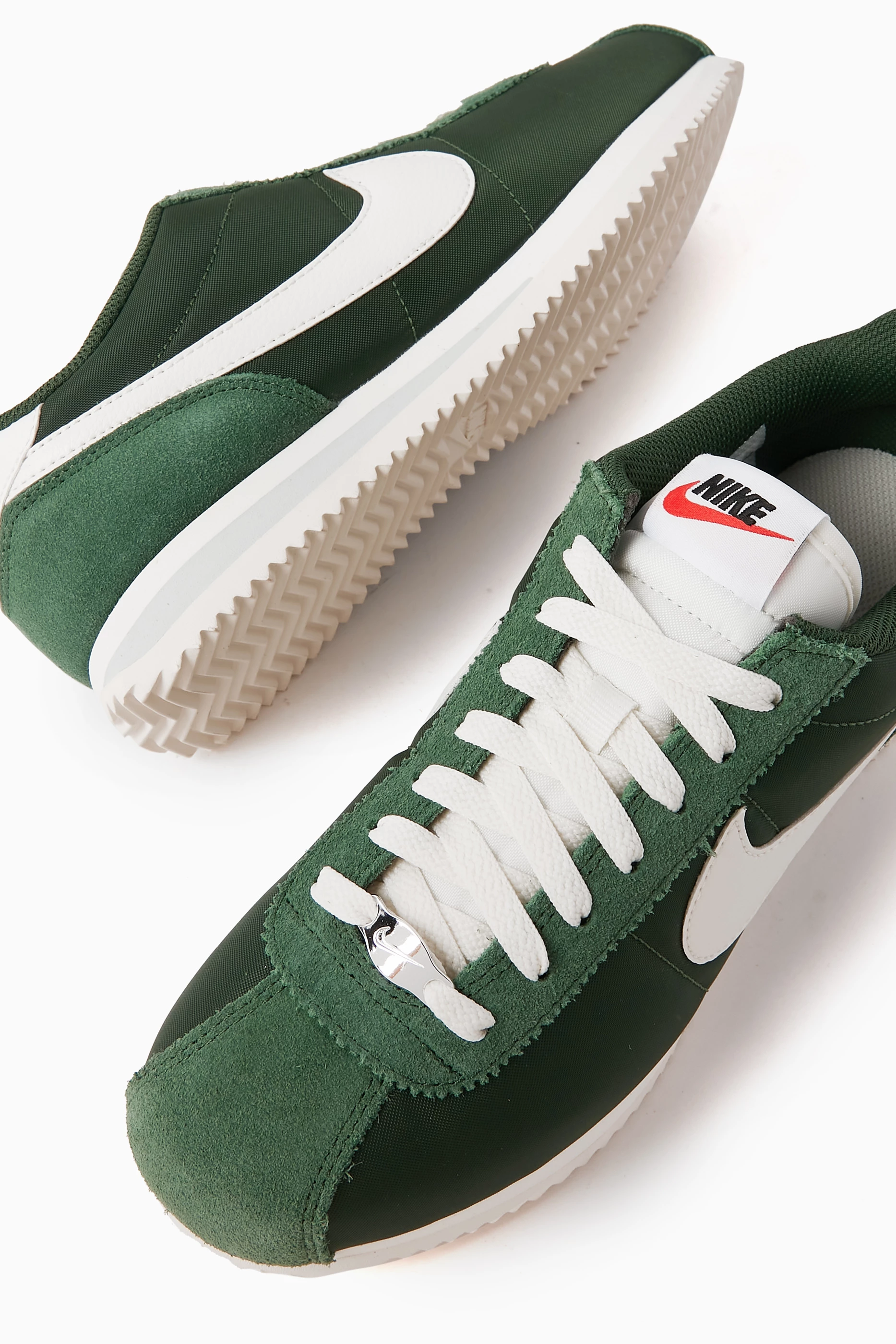Buy Nike Green Cortez TXT Sneakers in Suede Nylon for Women in