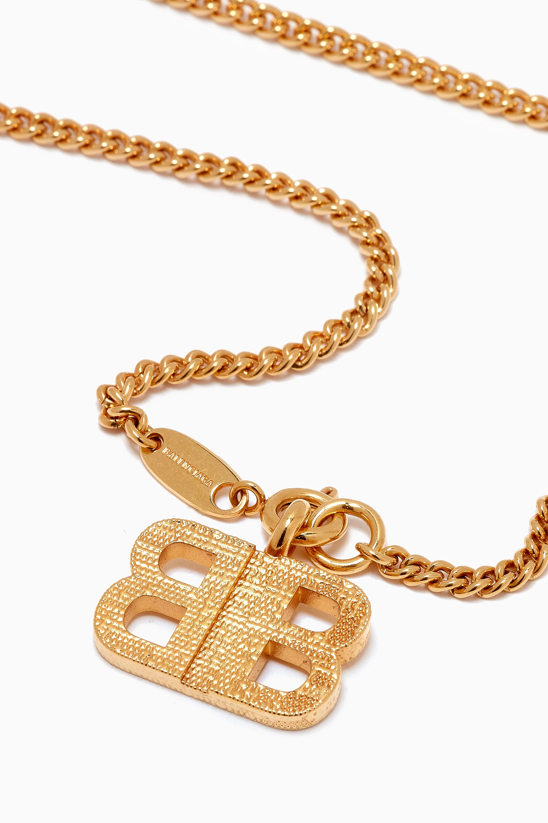 Buy Balenciaga Gold BB Pendant Necklace in Brass for Women in