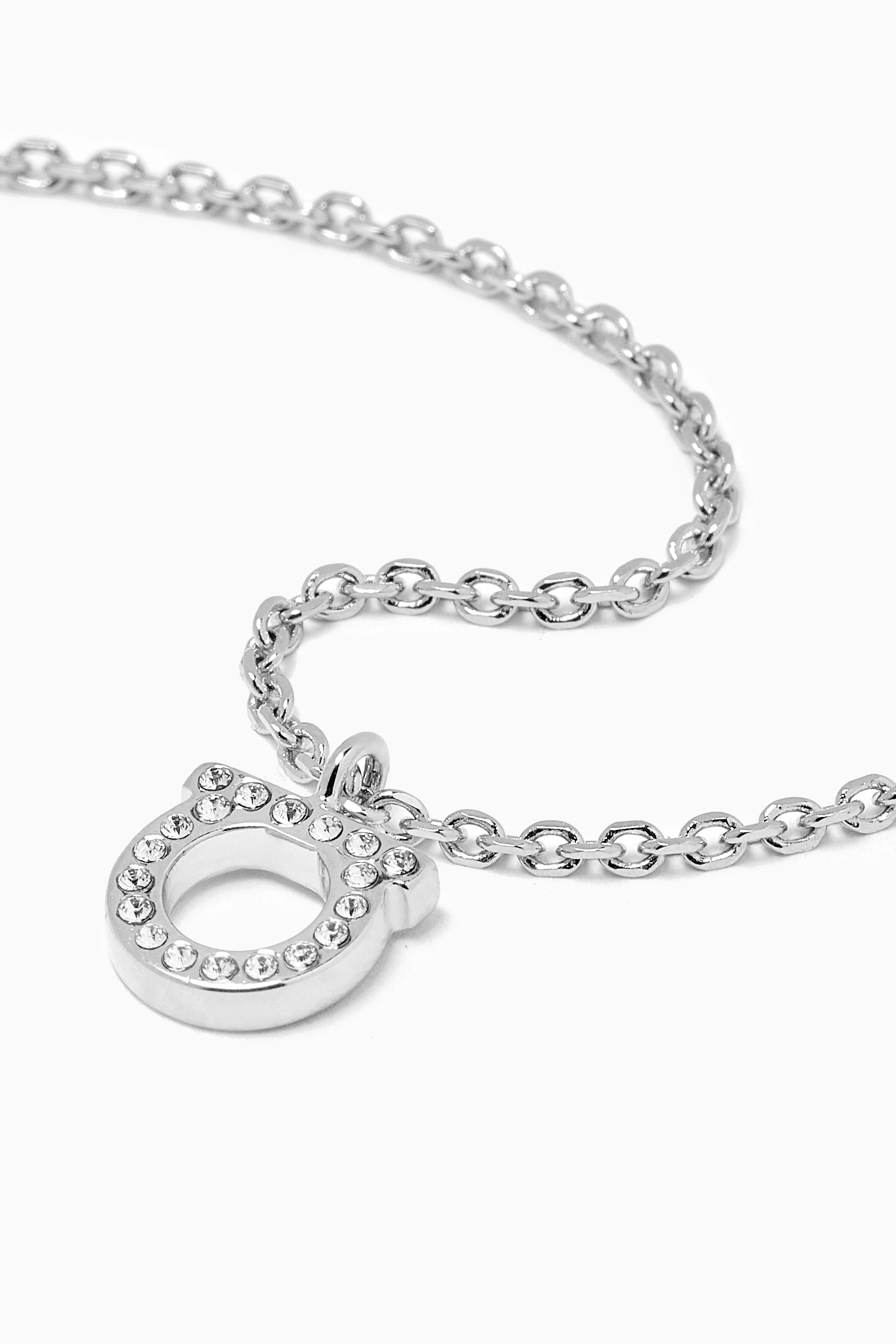 Ferragamo Woman Gancini crystals necklace (L) Silver