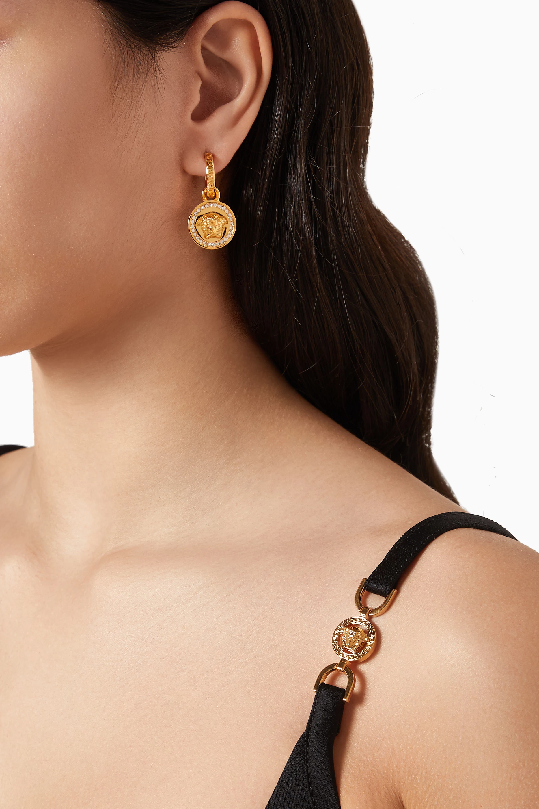 Versace medusa outlet drop earrings