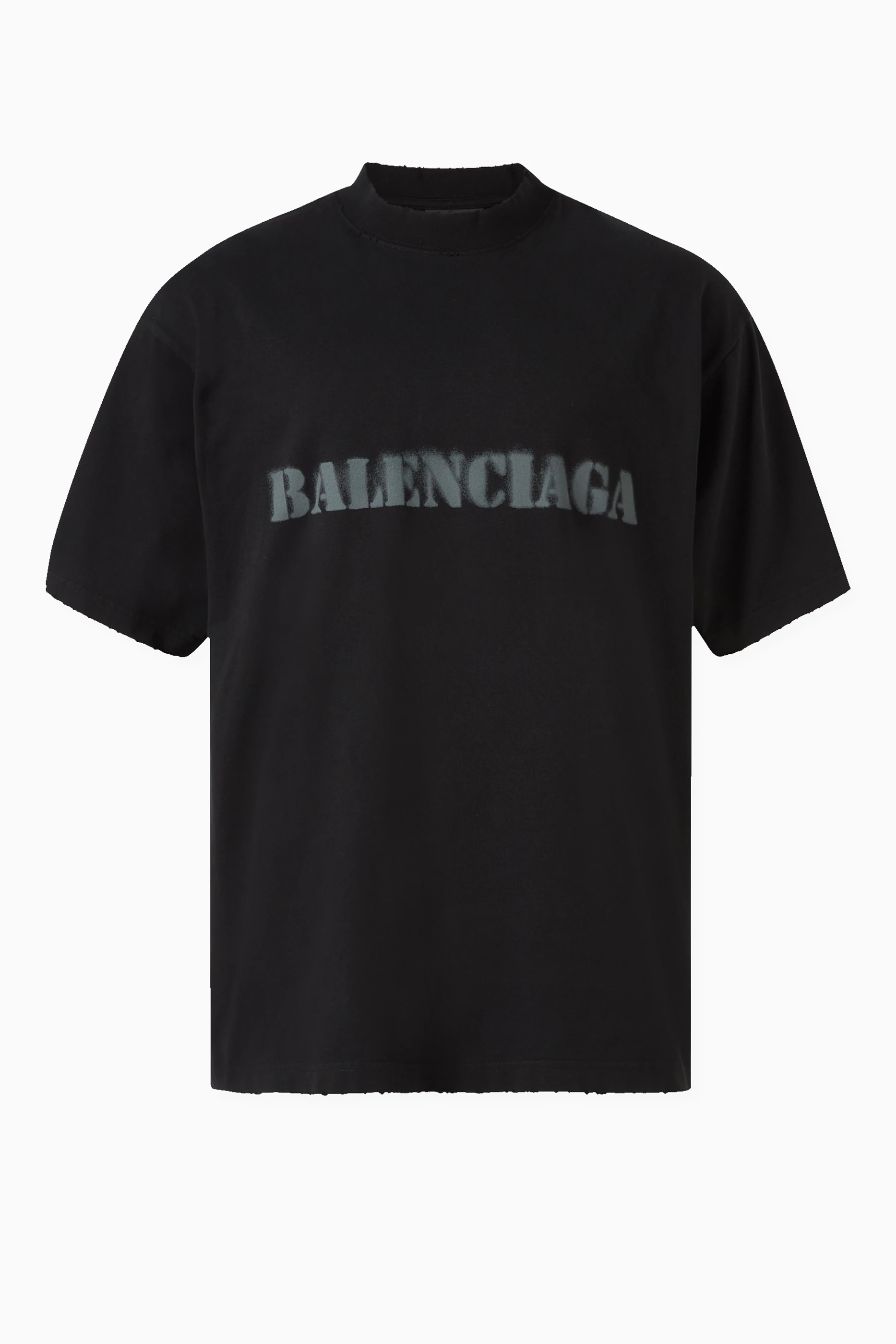 Buy Balenciaga Black Unisex Stencil Type Medium fit T shirt in