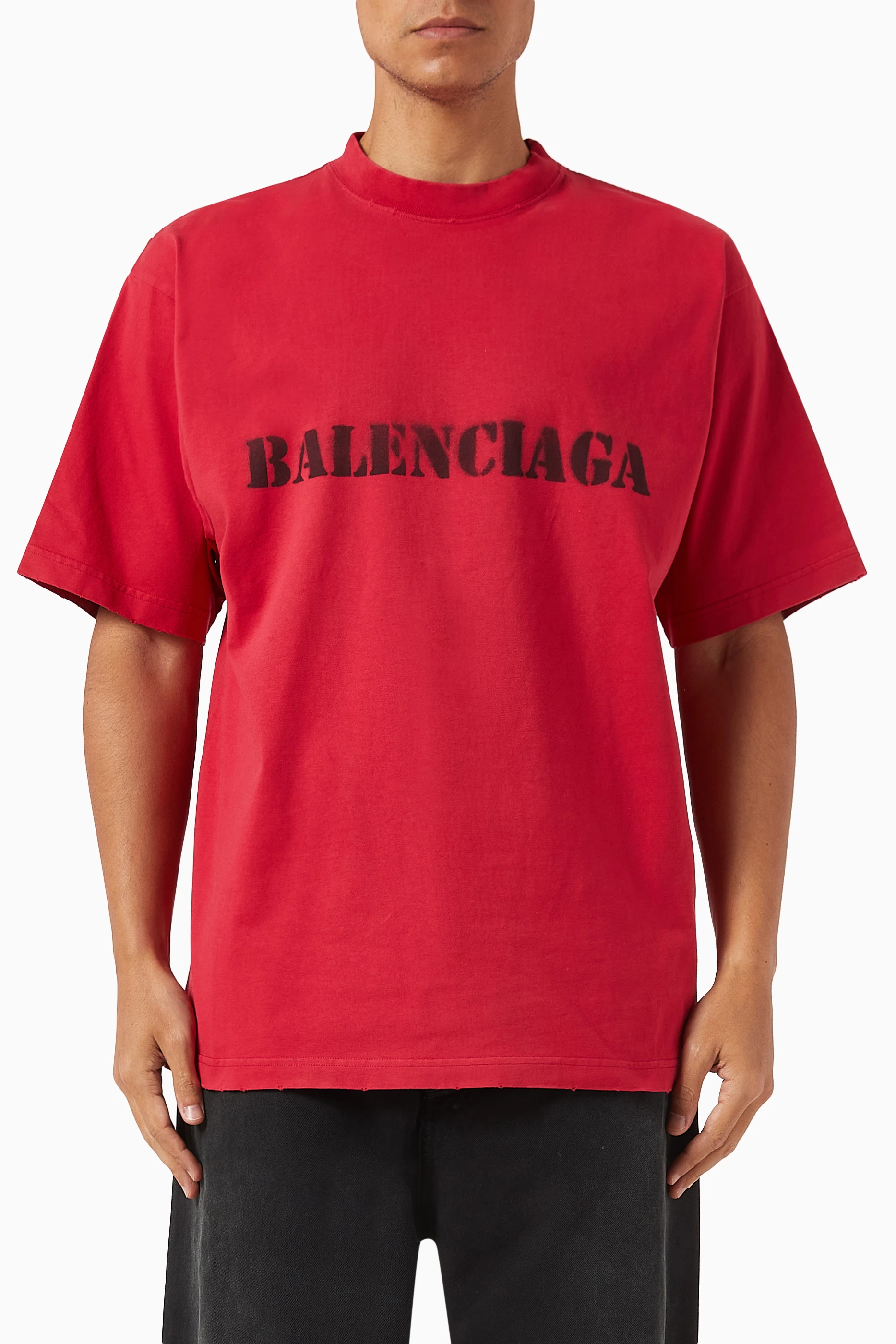 Red balenciaga hotsell t shirt