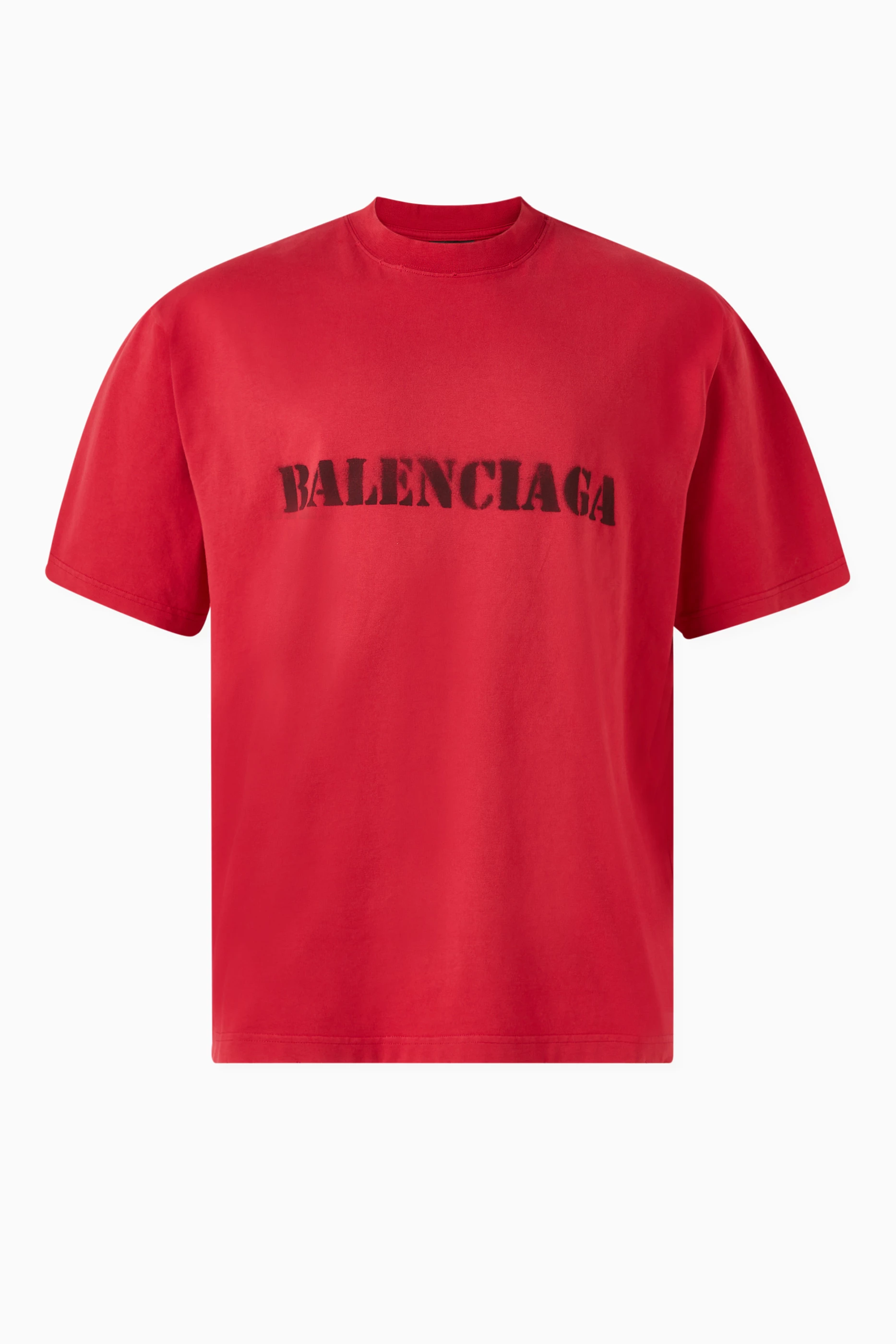 Buy Balenciaga Red Unisex Stencil Type Medium fit T shirt in