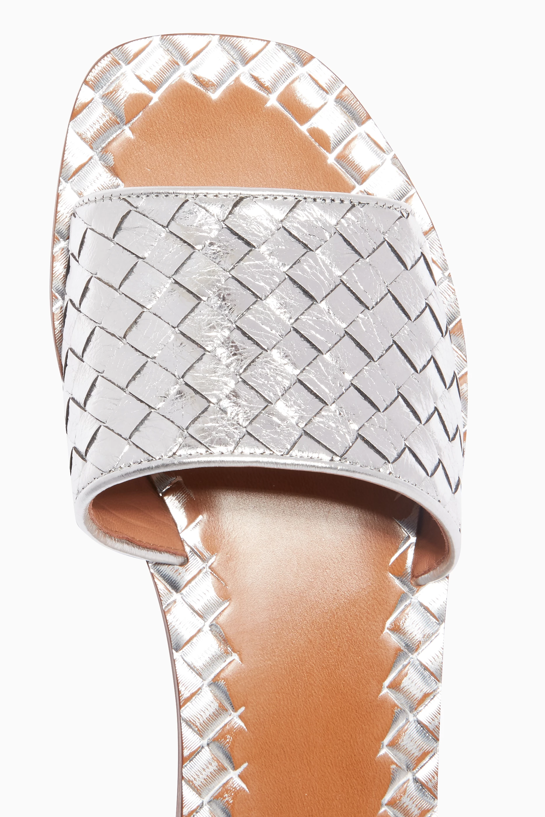 Buy Bottega Veneta Silver Pastel-Grey Furrow Metal Slip On