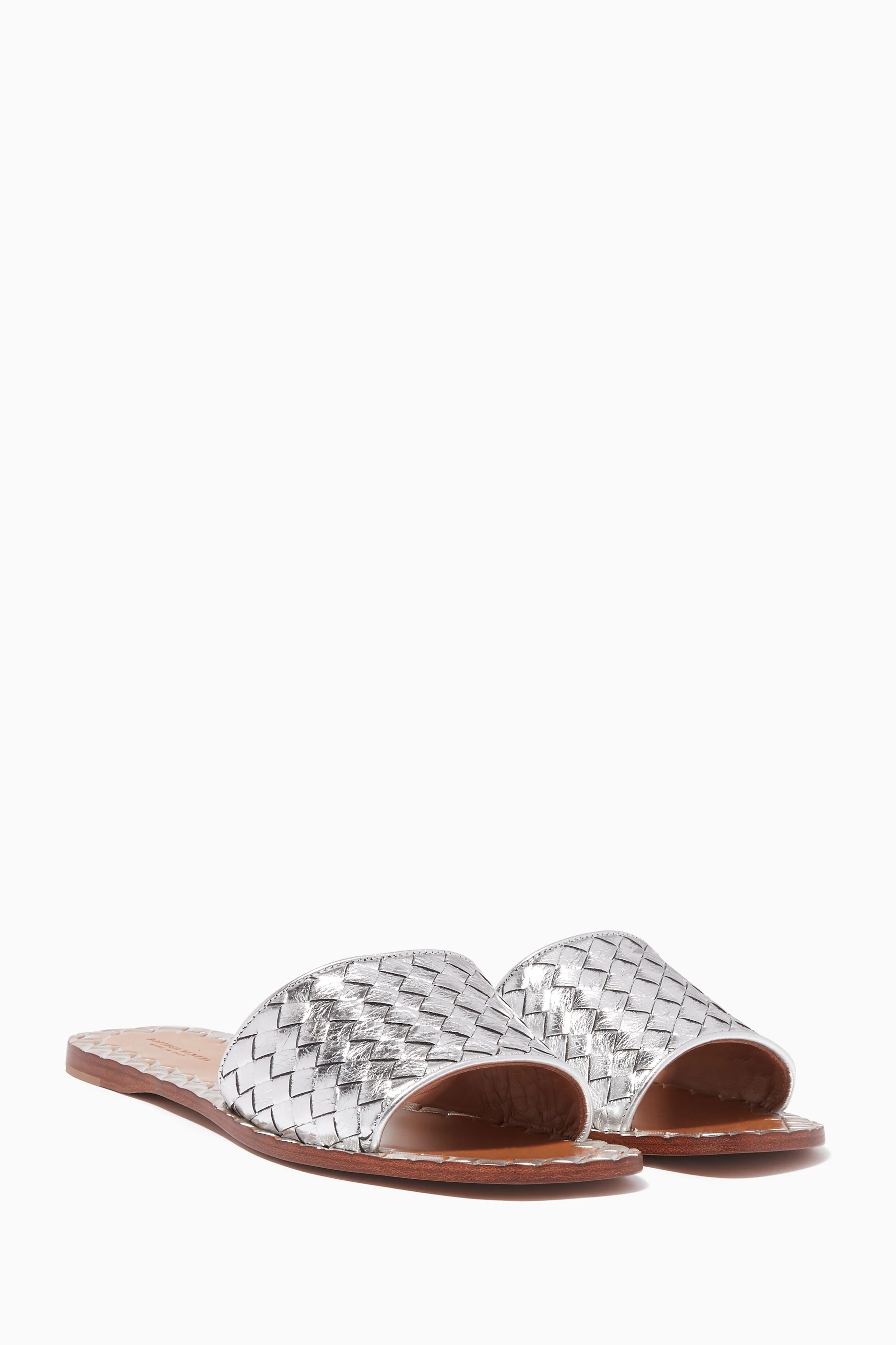 Buy Bottega Veneta Silver Pastel-Grey Furrow Metal Slip On