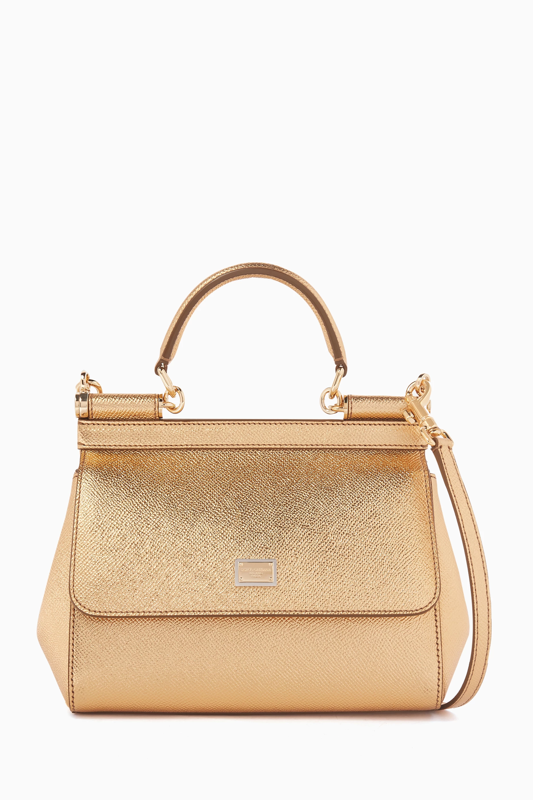 【関税＆送料込み】Dolce & Gabbana Small 'Sicily' Gold Leat Dolce & Gabbana Small Women's Miss Sicily Leather Handbag