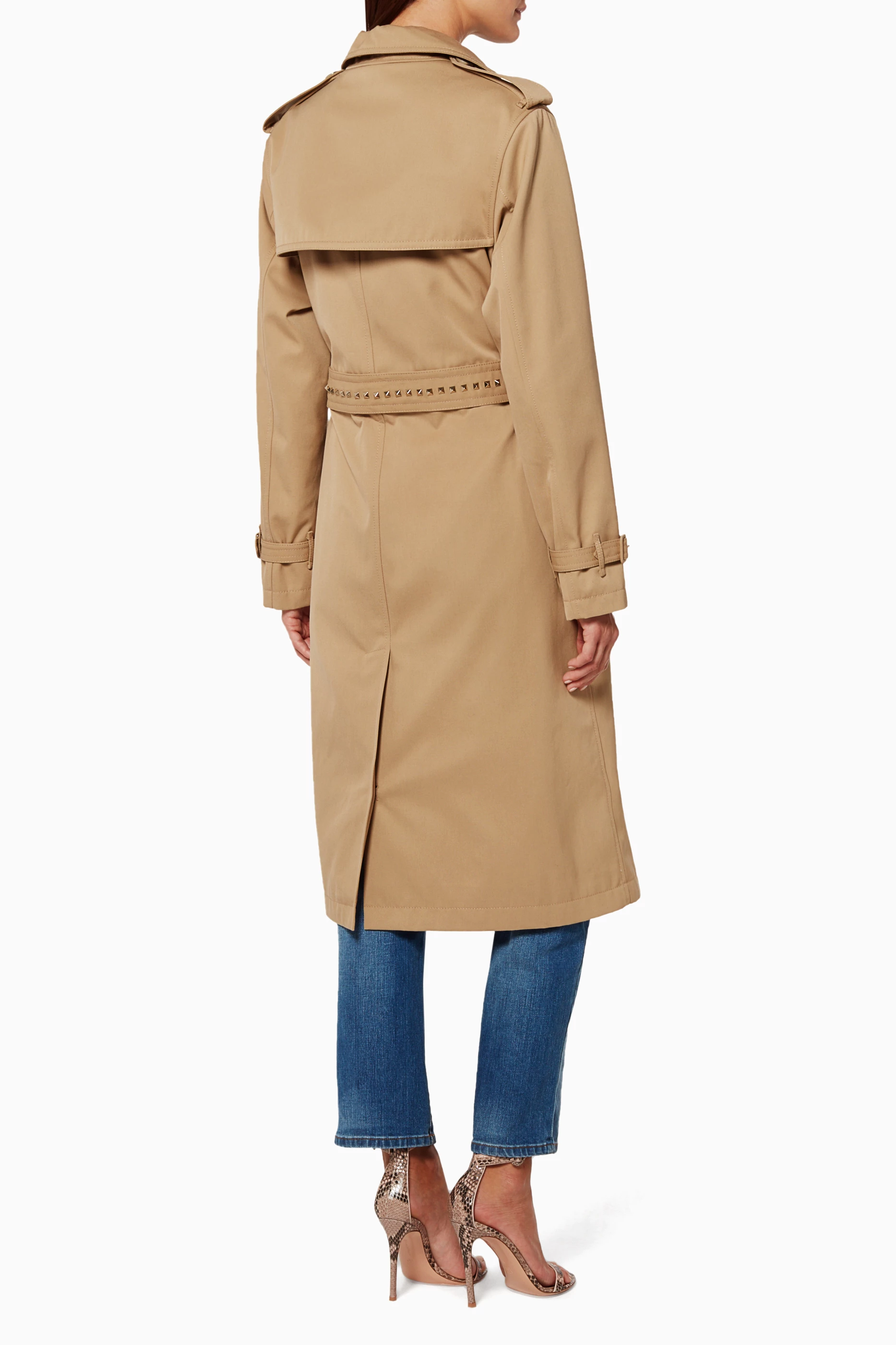 Buy Valentino Garavani Neutral Beige Rockstud Untitled Trench Coat