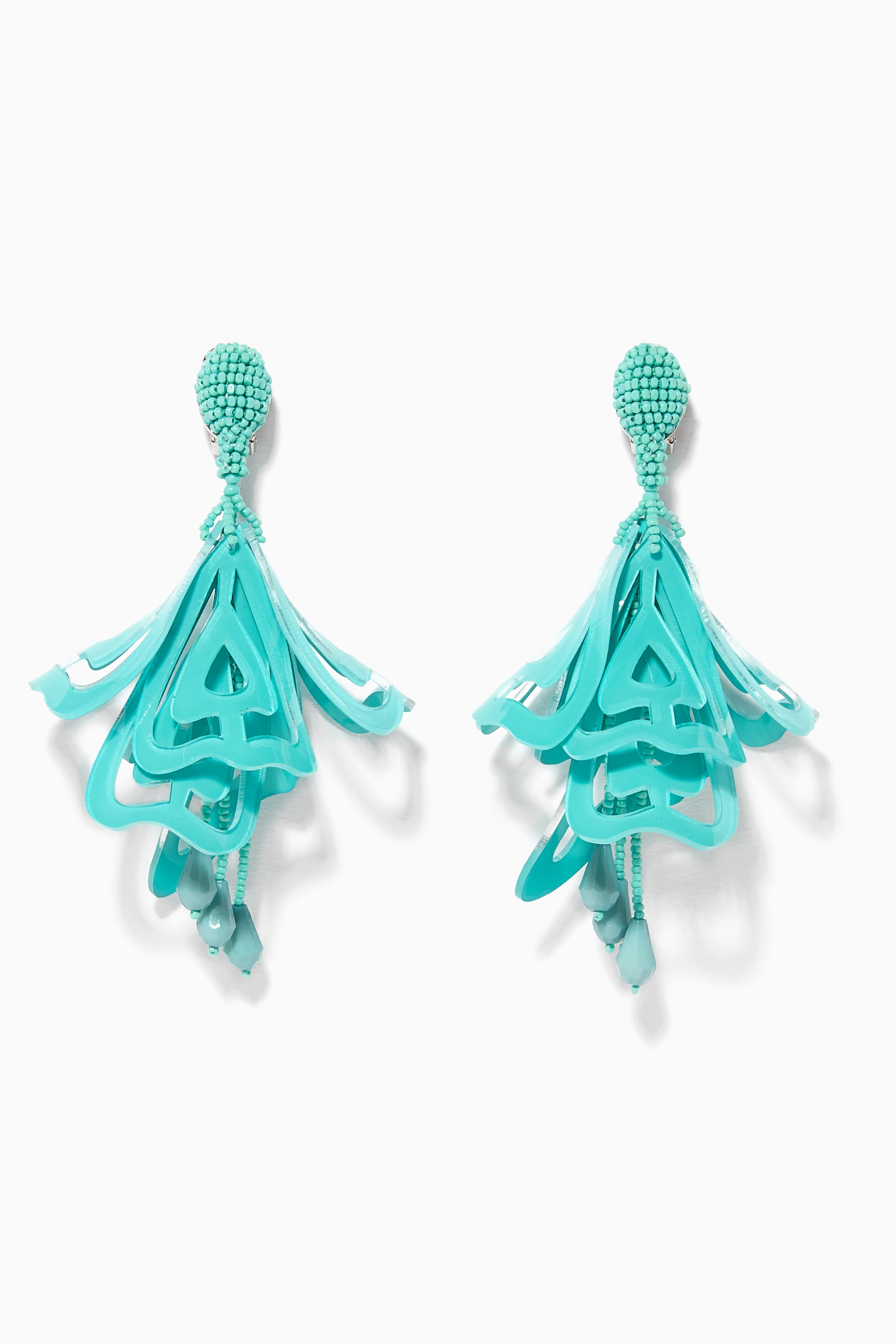 Buy Oscar de la Renta Blue Aqua Large Impatiens Earrings For Women Online Ounass Saudi