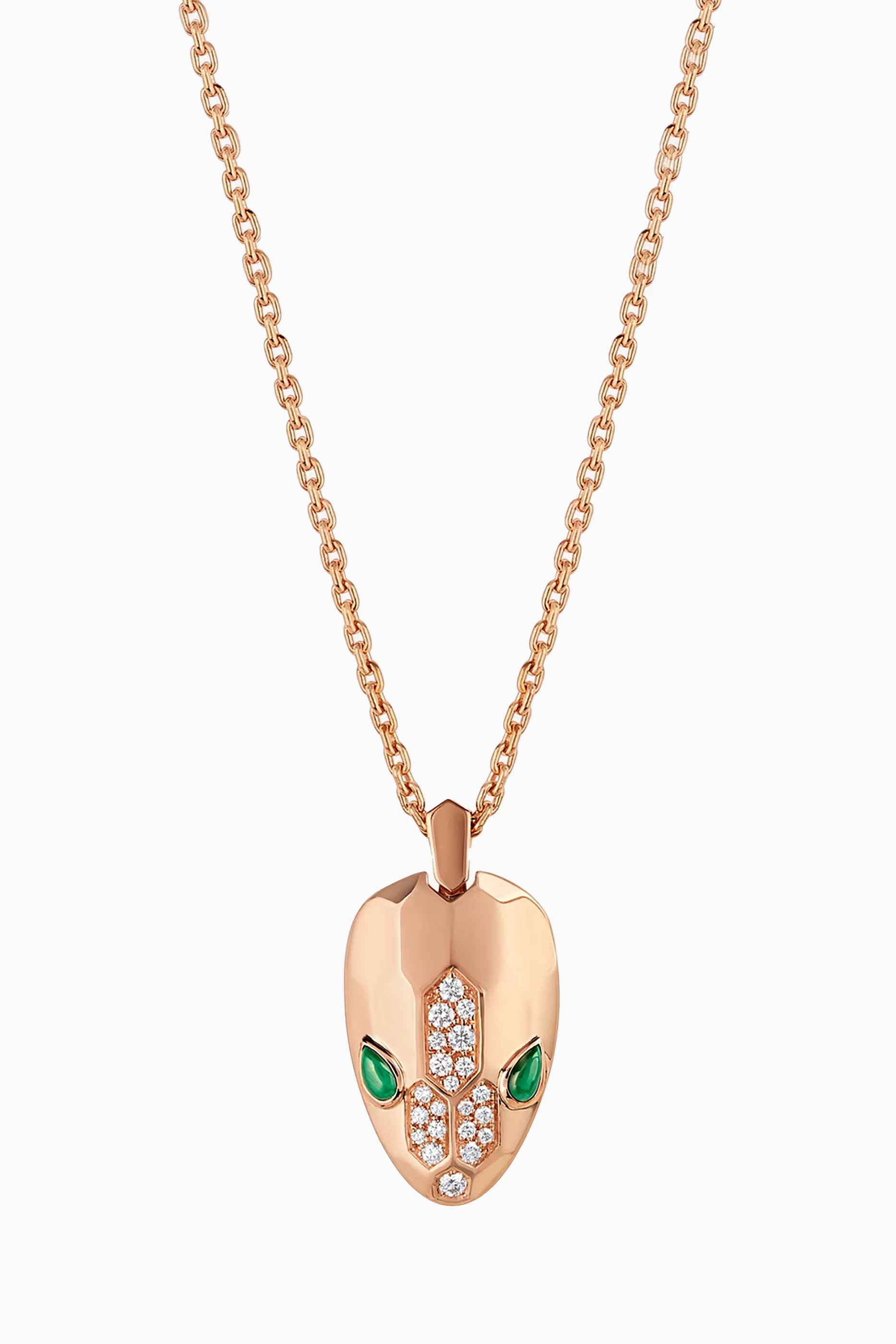 Buy BVLGARI Rose Gold Rose gold Serpenti Malachite Pave Diamond Necklace For Women Online Ounass Saudi