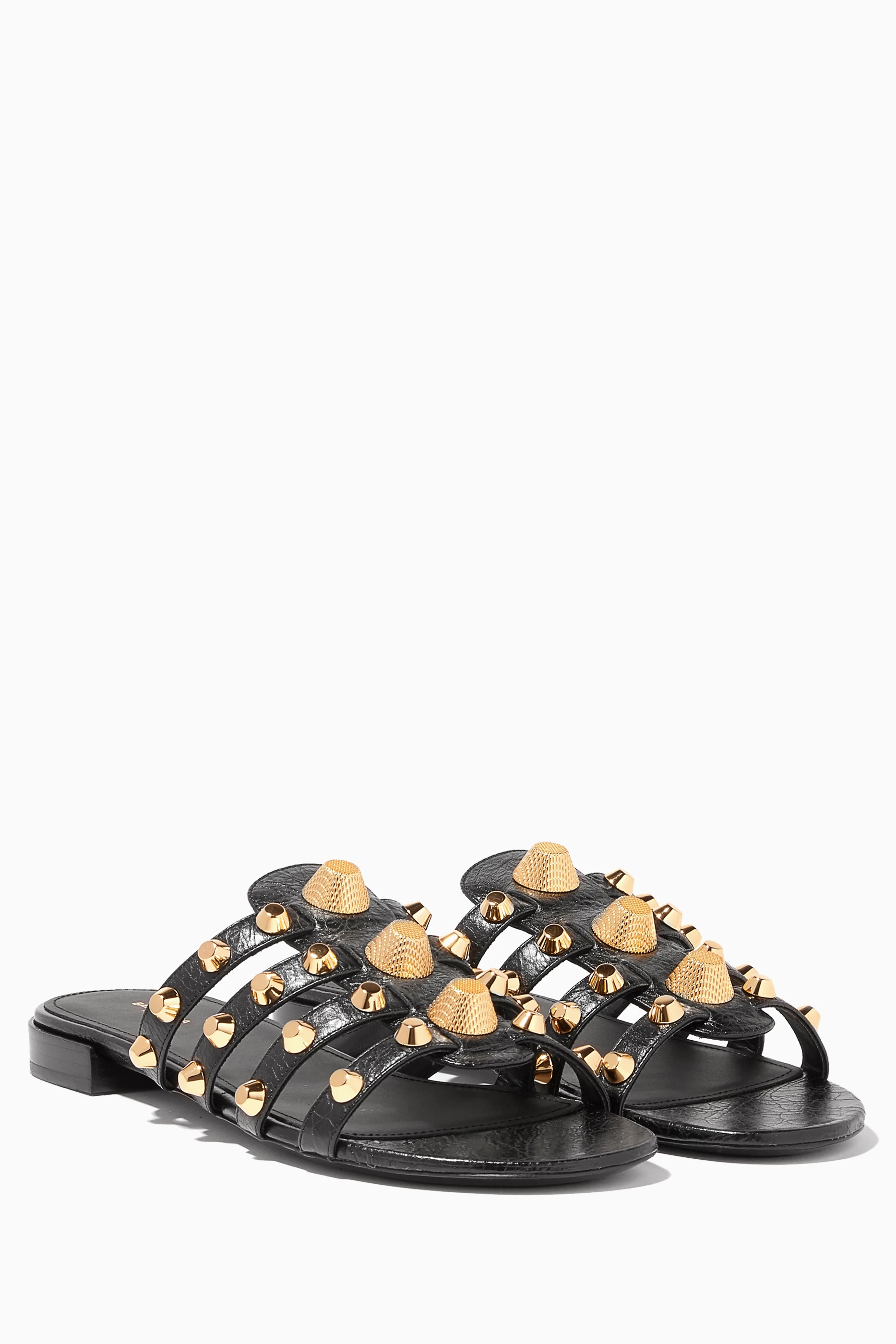 Buy Balenciaga Black Black Arena Giant Studded Flat Sandals For Women Online Ounass Saudi