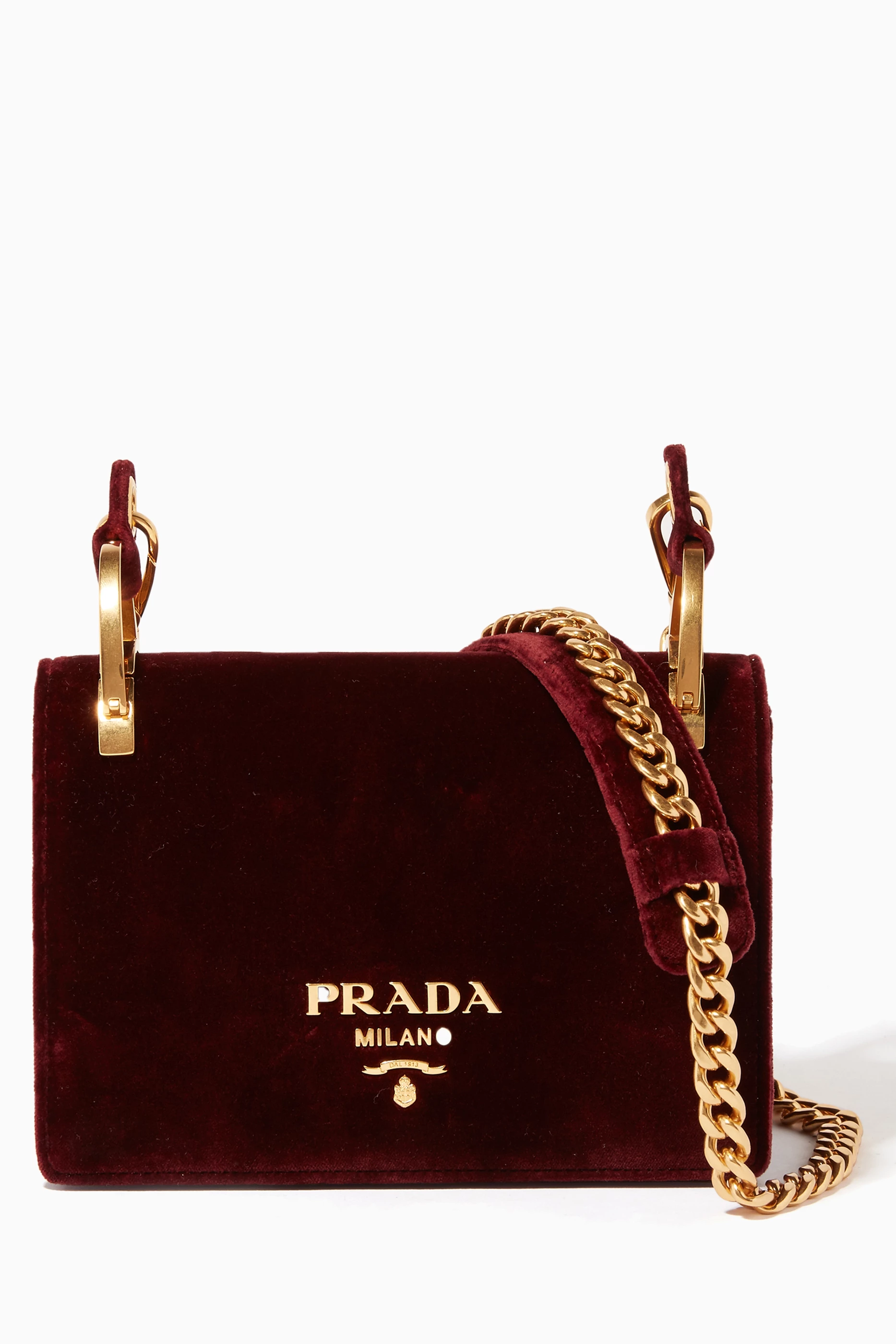 Buy Prada Red Dark Red Velvet Cross Body Bag For Women Online Ounass Saudi