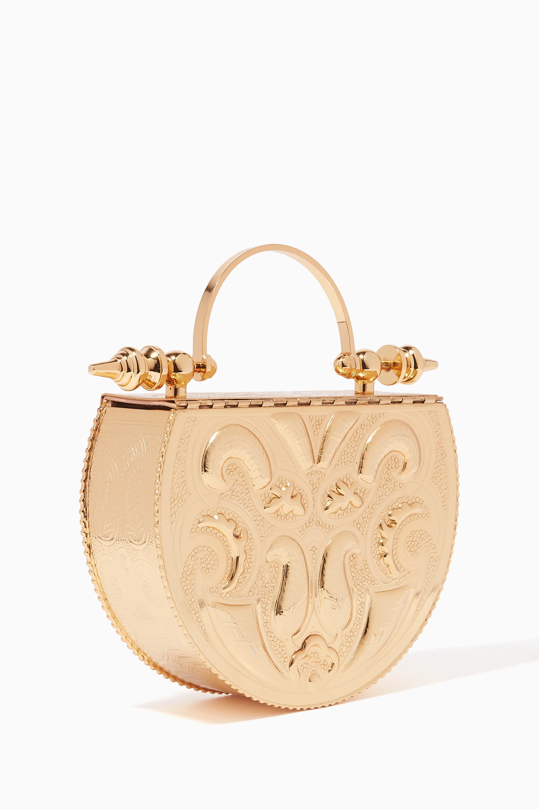 Okhtein Palmette Minaudiere Box Clutch Bag Okhtein Palmette