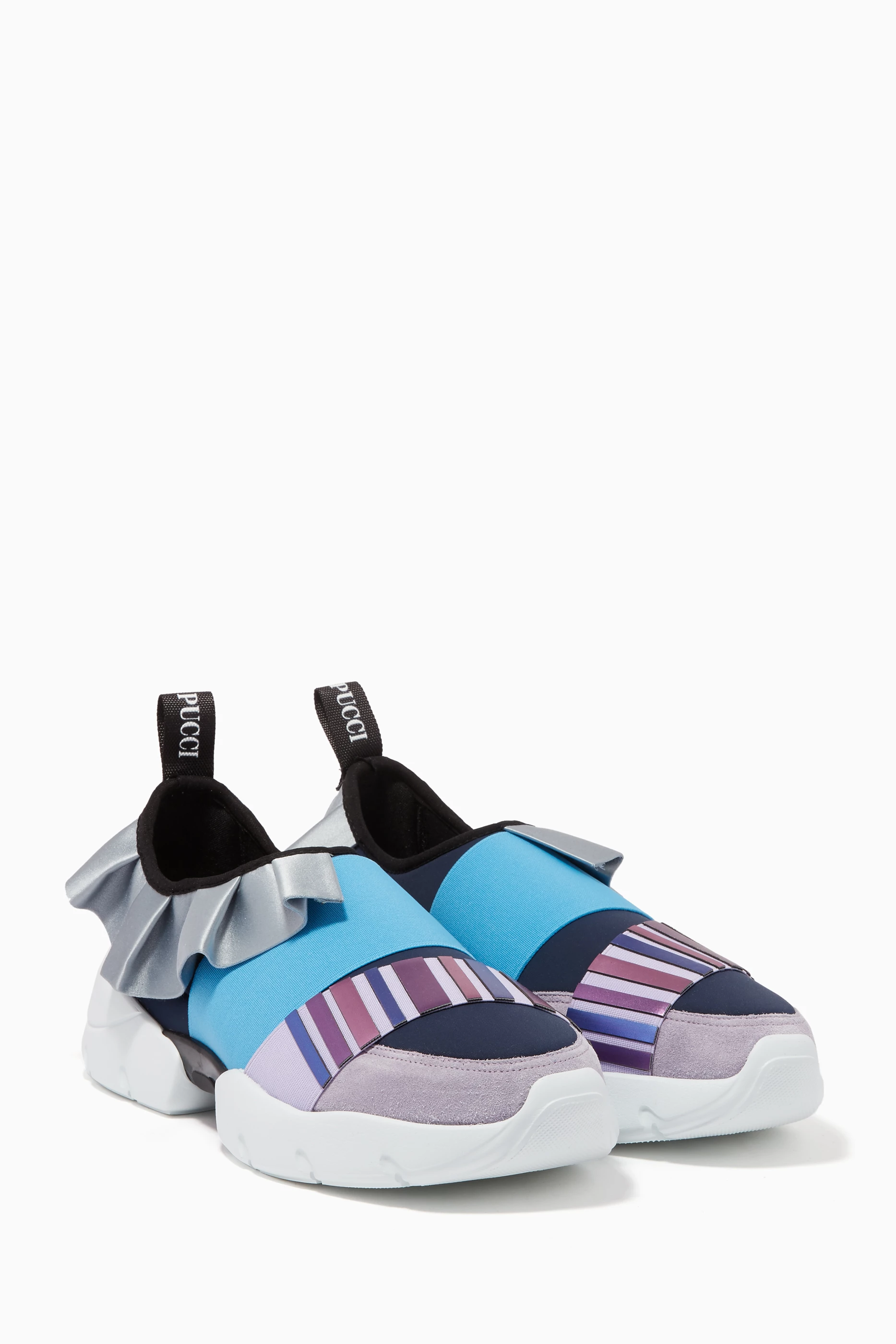 Buy Emilio Pucci Blue Metallic Blue City One Sneakers For Women Online Ounass Saudi