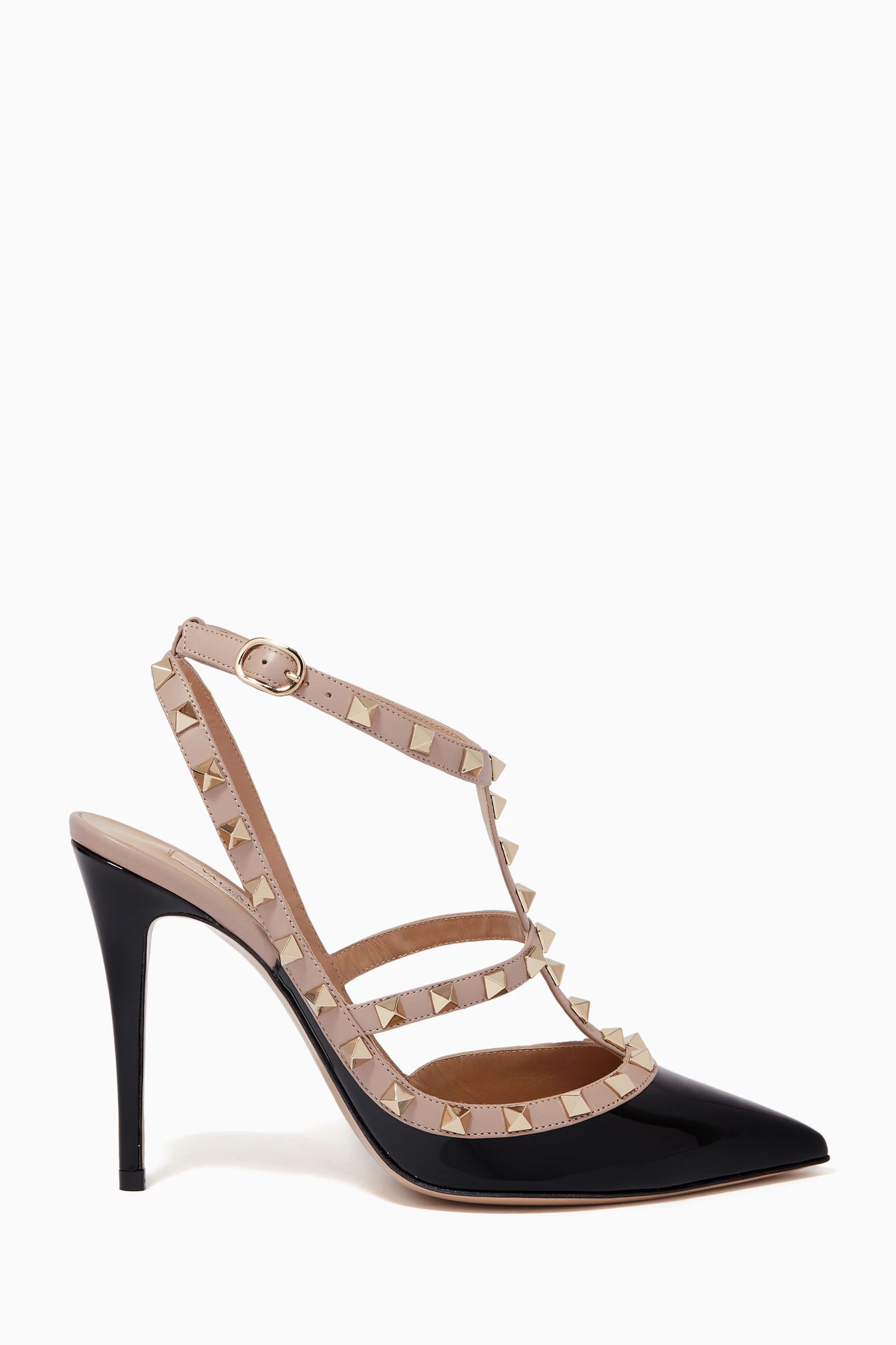 Buy Valentino Garavani Black Rockstud 100 Pumps in Leather For