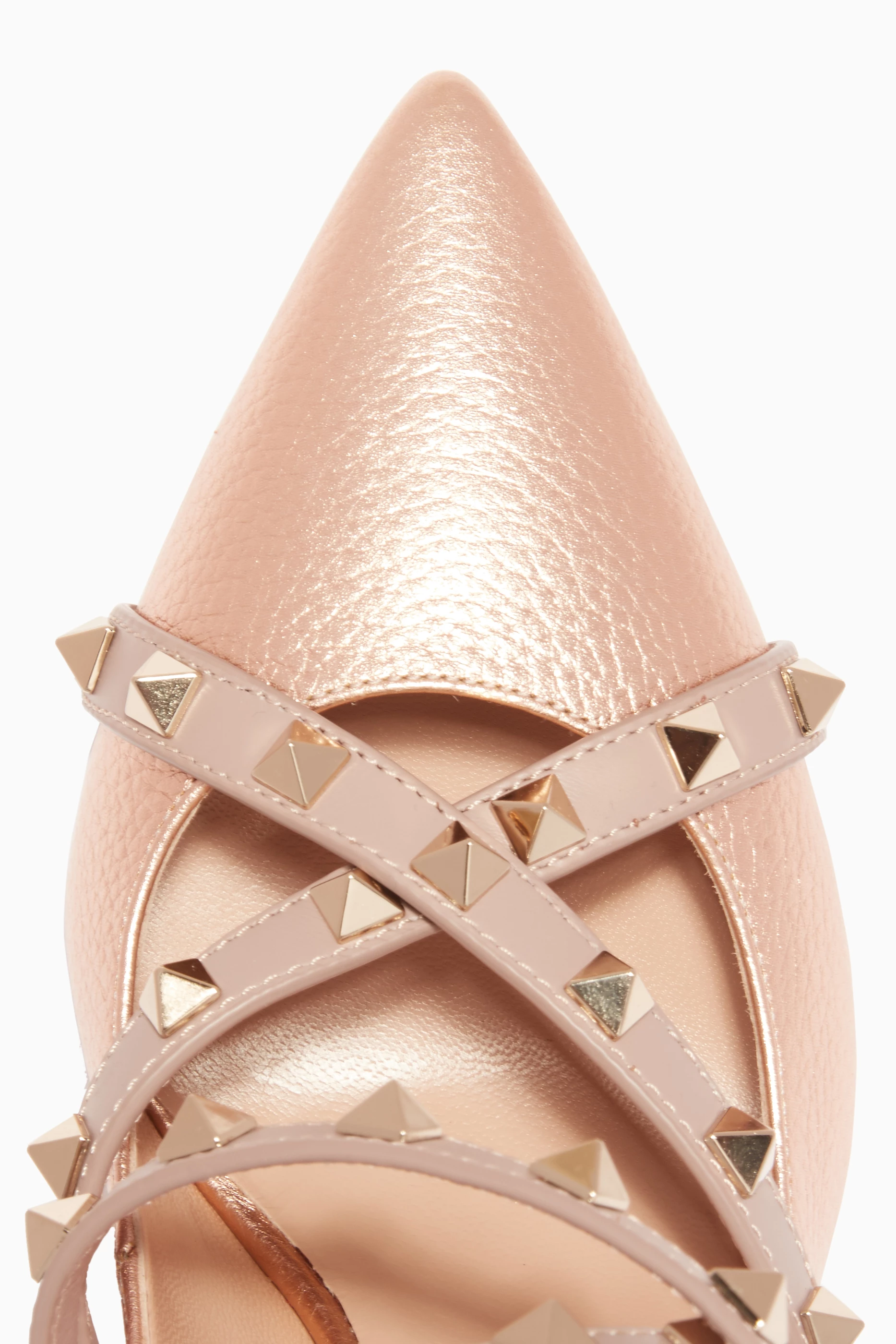 Buy Valentino Garavani Gold Rose Gold Metallic Rockstud Studwrap Pumps For Women Online Ounass Saudi