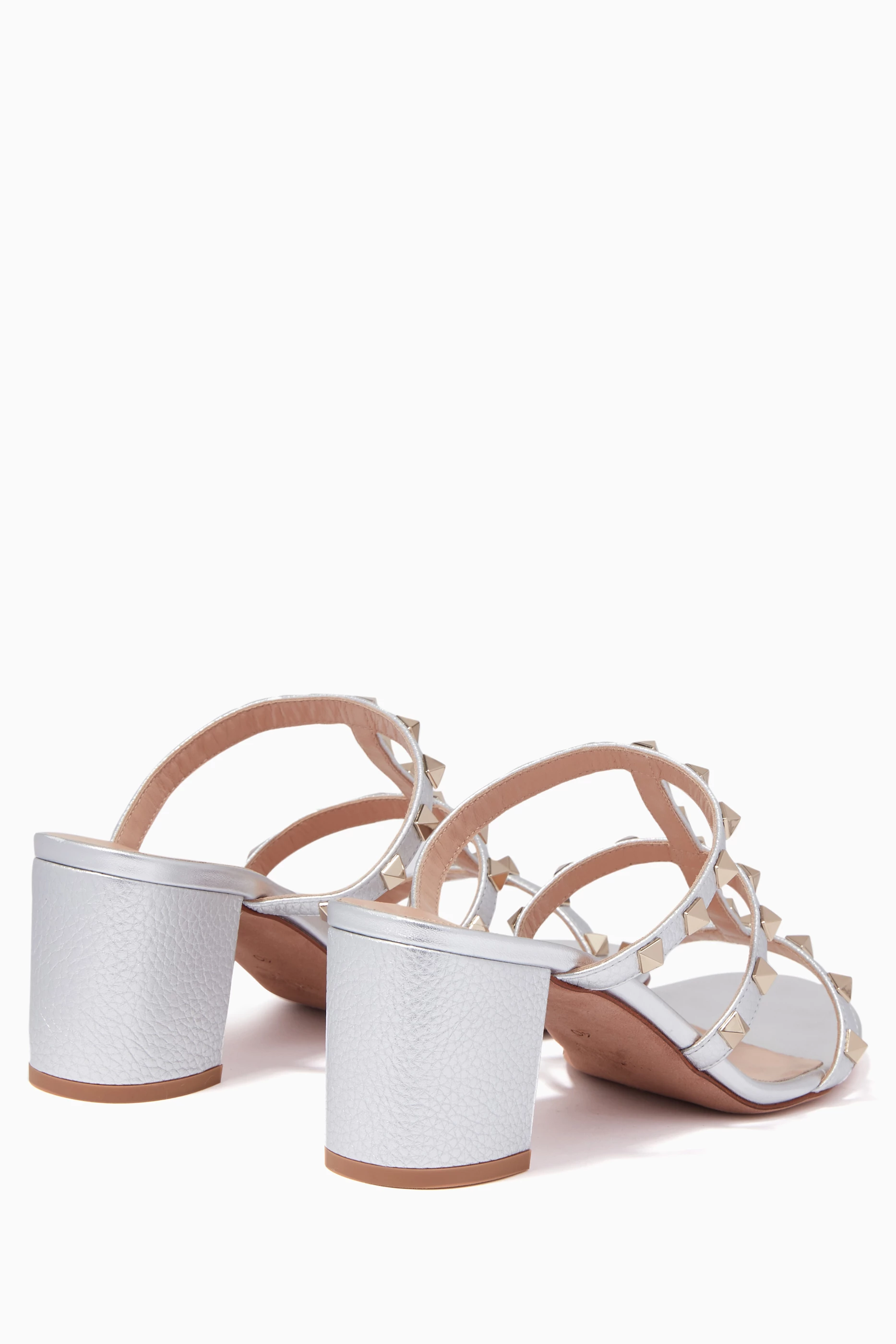 Buy Valentino Garavani Silver Silver Square-Heel Rockstud