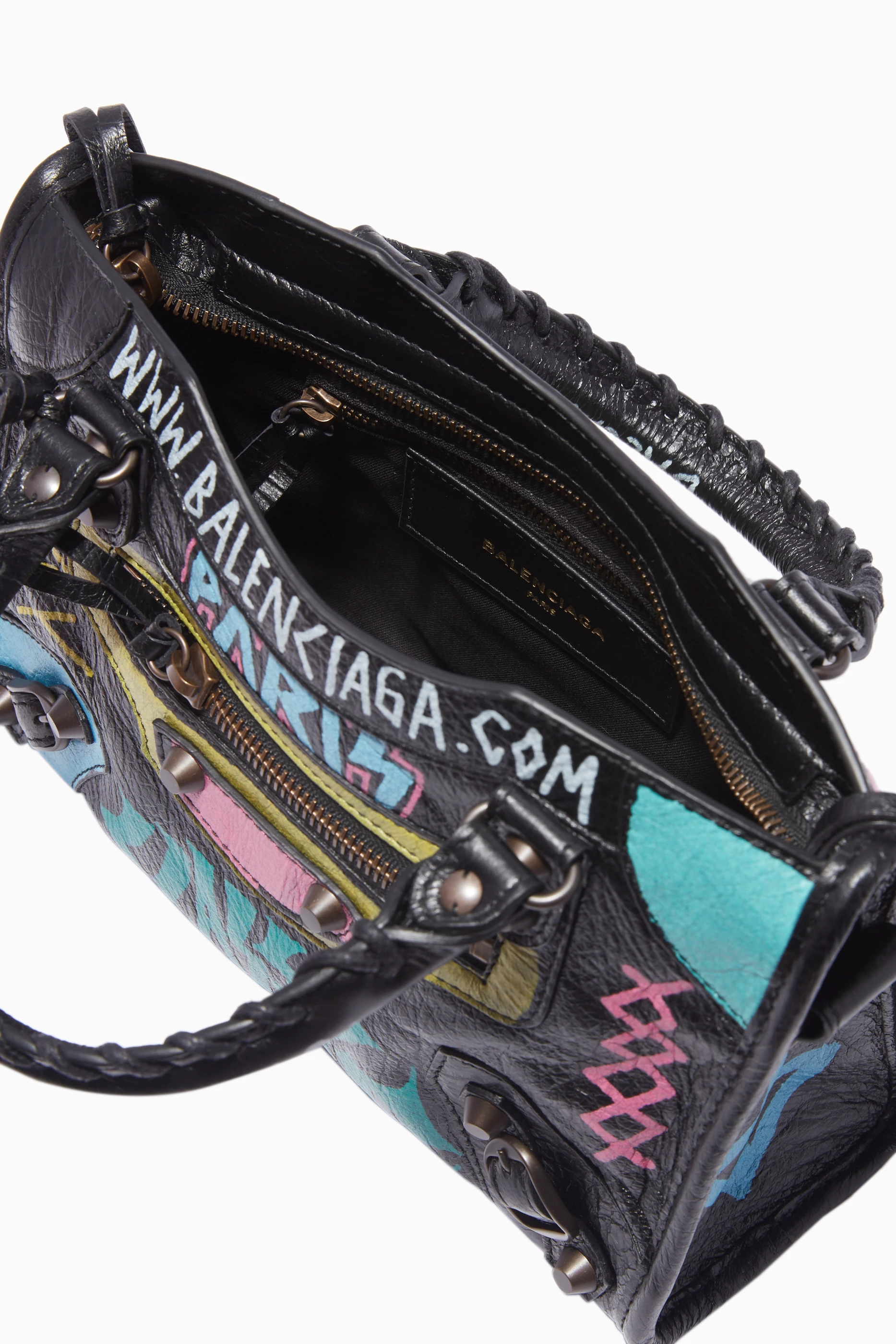 Buy Balenciaga Black Mini Classic City Arena Graffiti Print Bag in Leather For Women Online Ounass Saudi