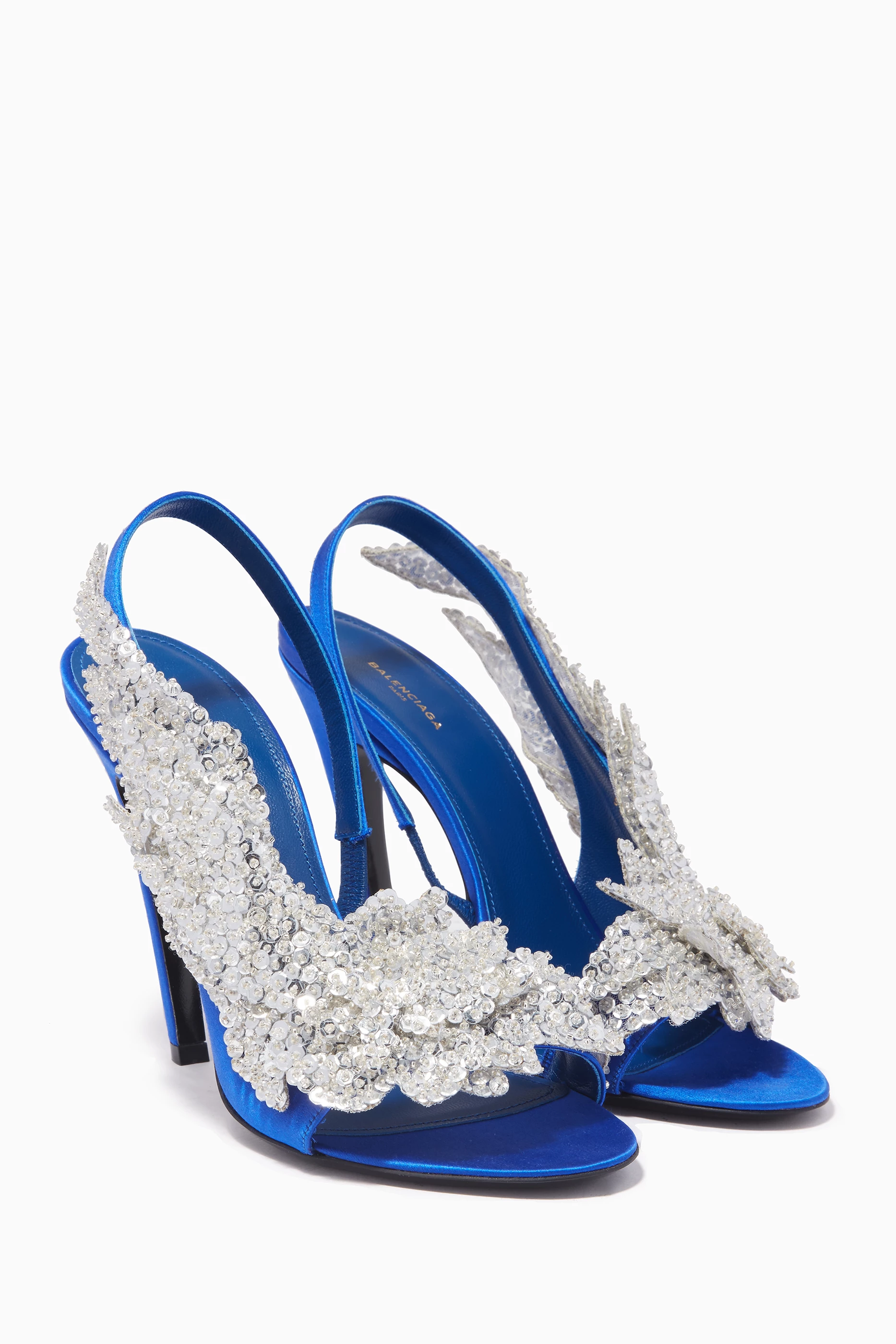 Buy Balenciaga Blue Blue Sequin Embellished Slingback Sandals For Women Online Ounass Saudi