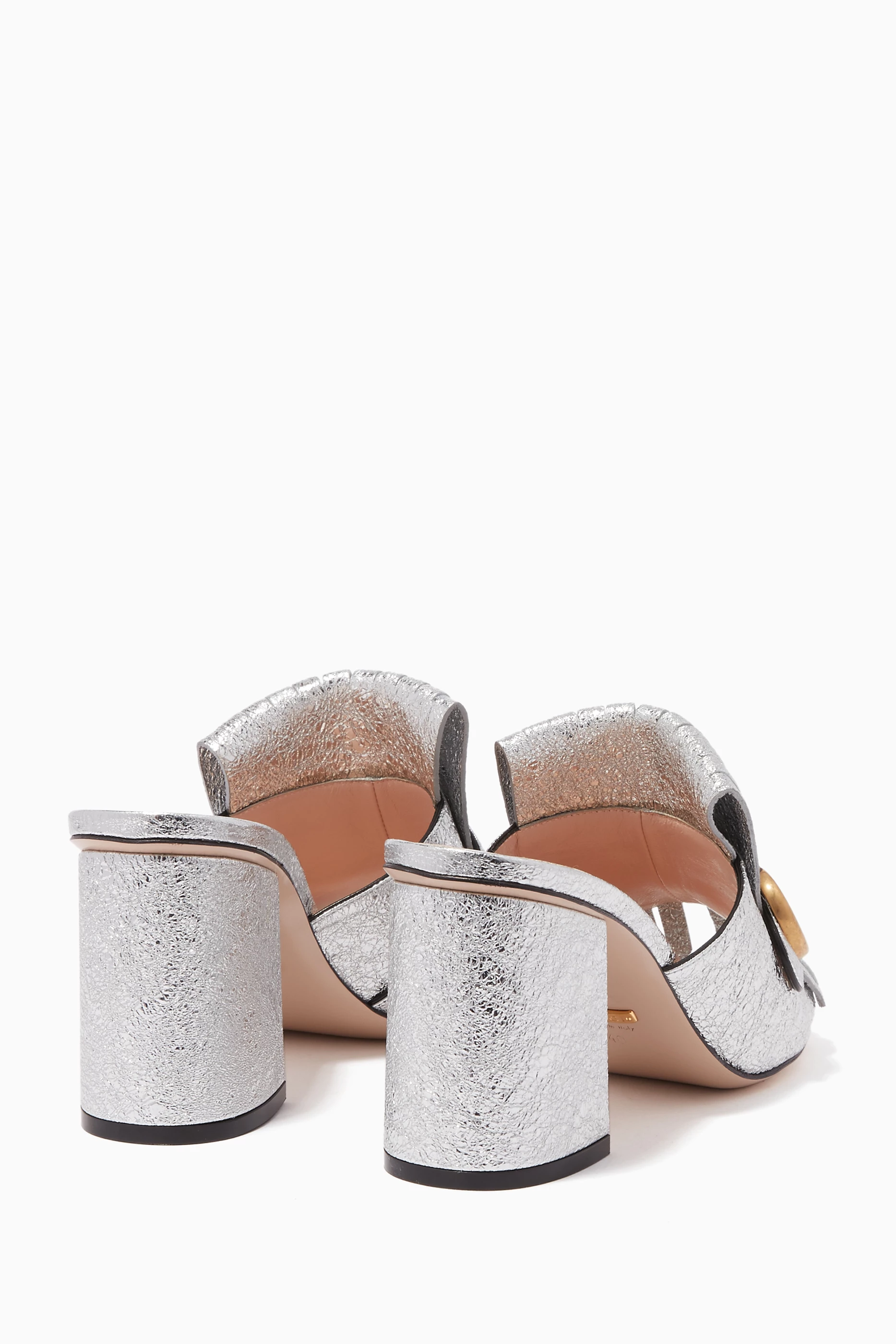 Gucci silver slides on sale