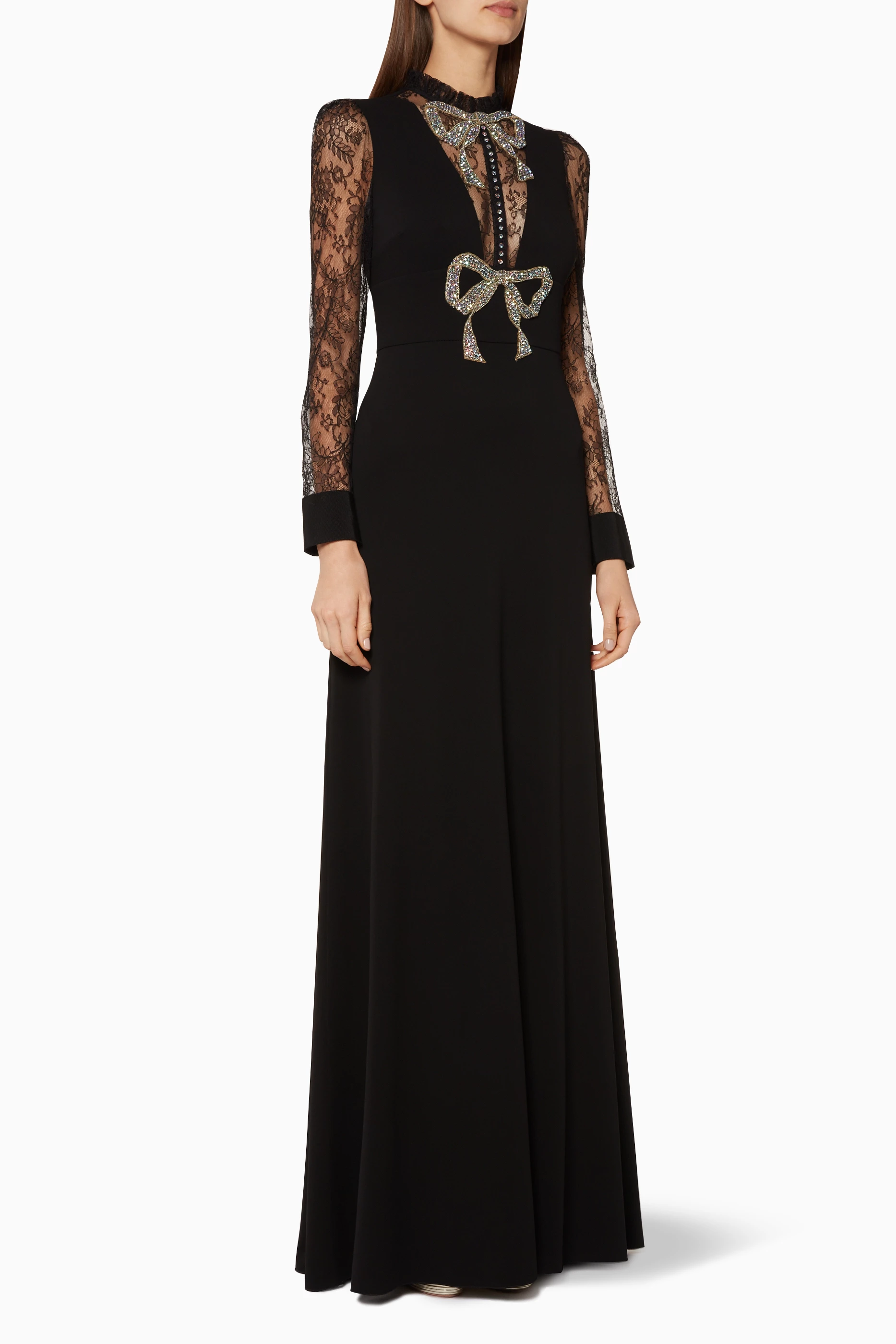 Buy Gucci Black Black Crystal Embellished Bow Dress For Women Online Ounass Saudi