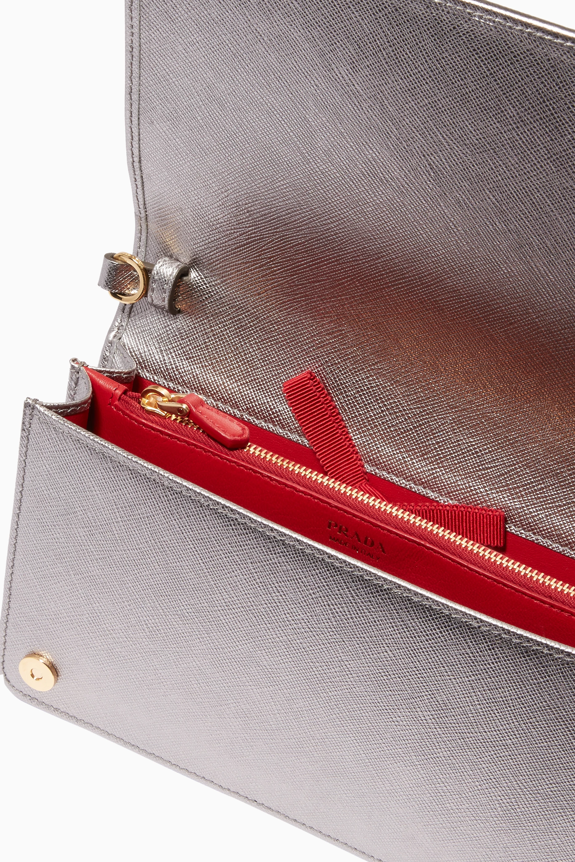 【未使用】PRADA PORTAFOGLIO PATTINA Prada Wallet on a Chain Borsa Portafoglio Lacca 1 (Red