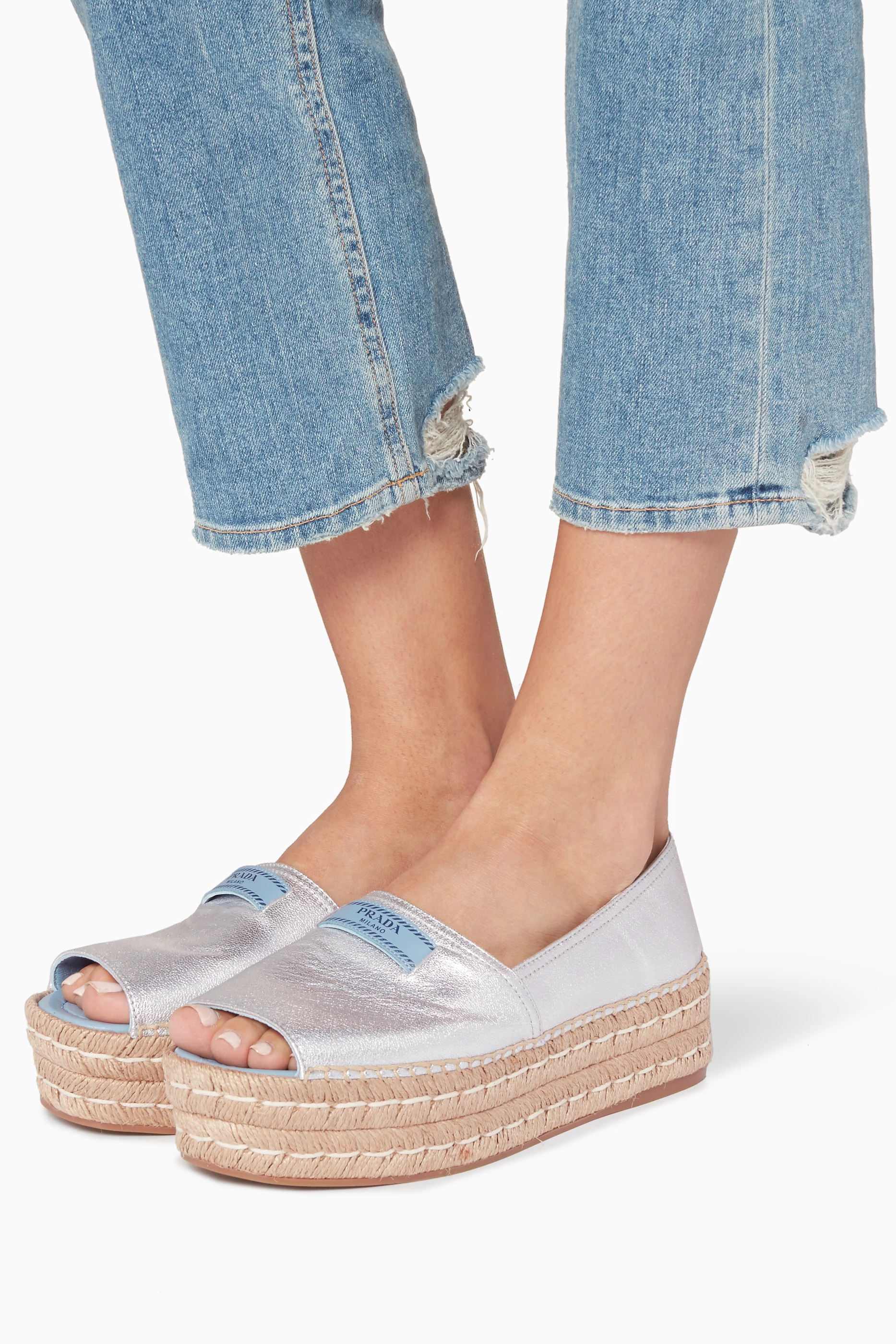 Prada open toe espadrilles hot sale