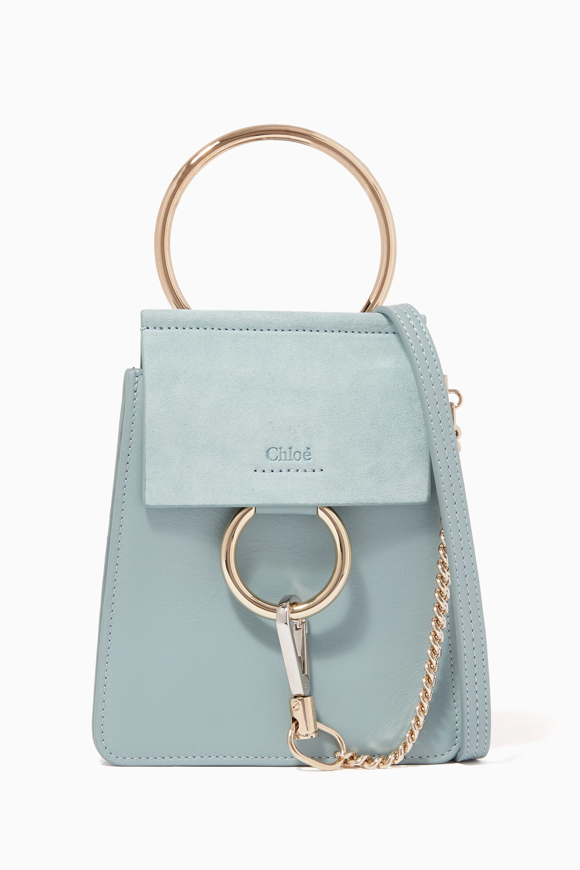 Buy Chloé Blue Small Faye Leather Bracelet Bag For Women Online
