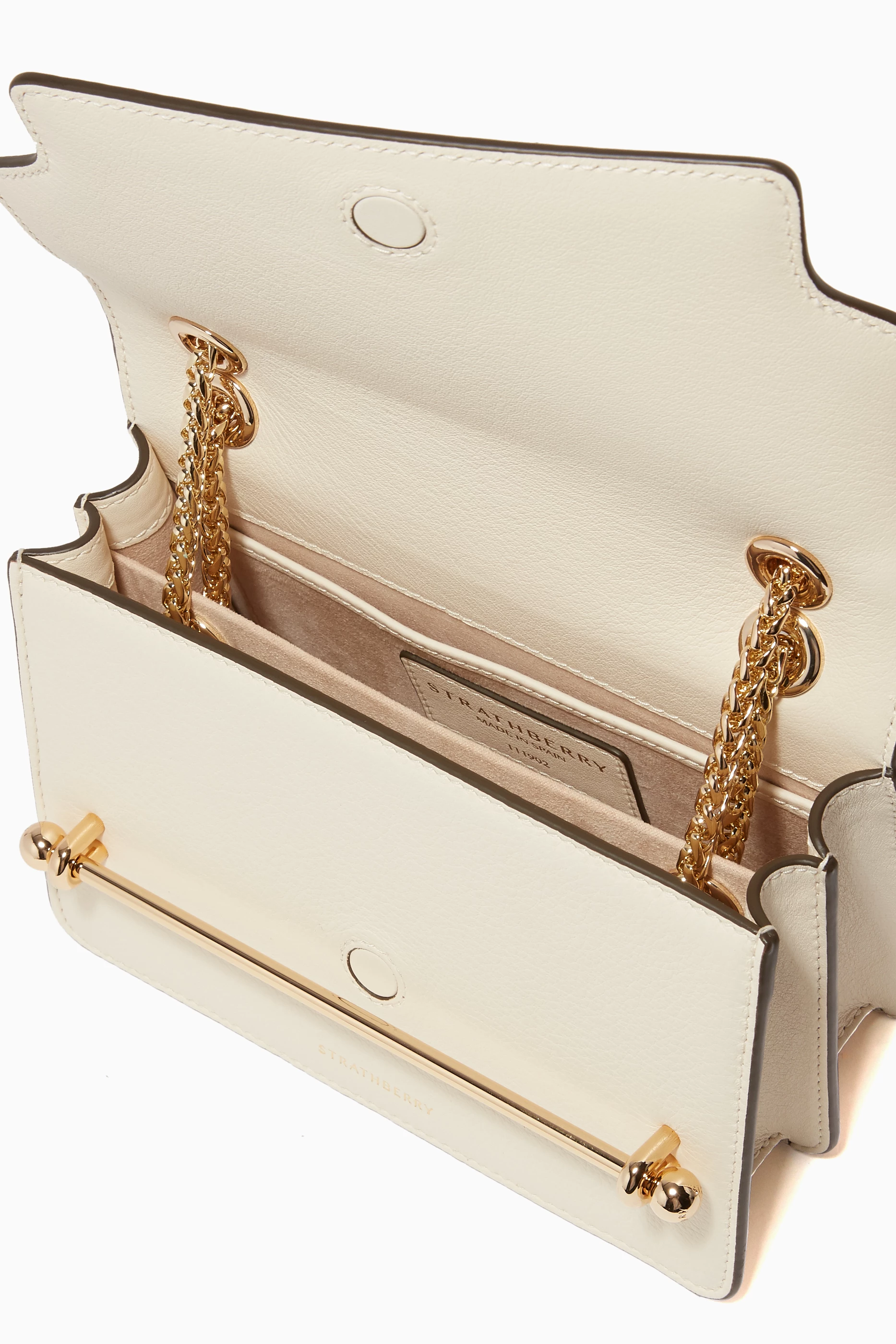 Buy Strathberry White Mini East/West Leather Shoulder Bag For