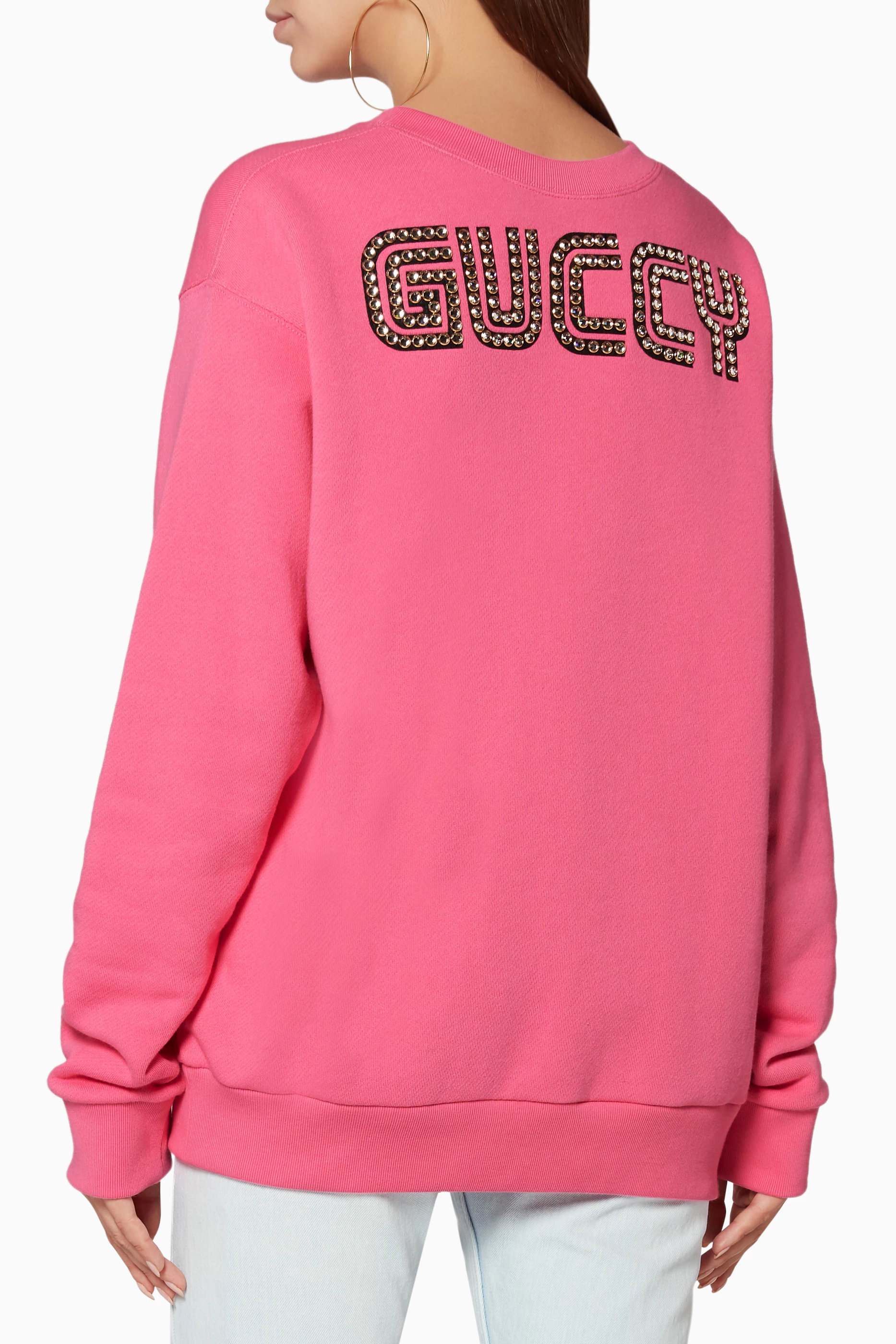 Buy Gucci Pink Pink Oversized Logo Fawn Sweatshirt For Women Online Ounass Saudi