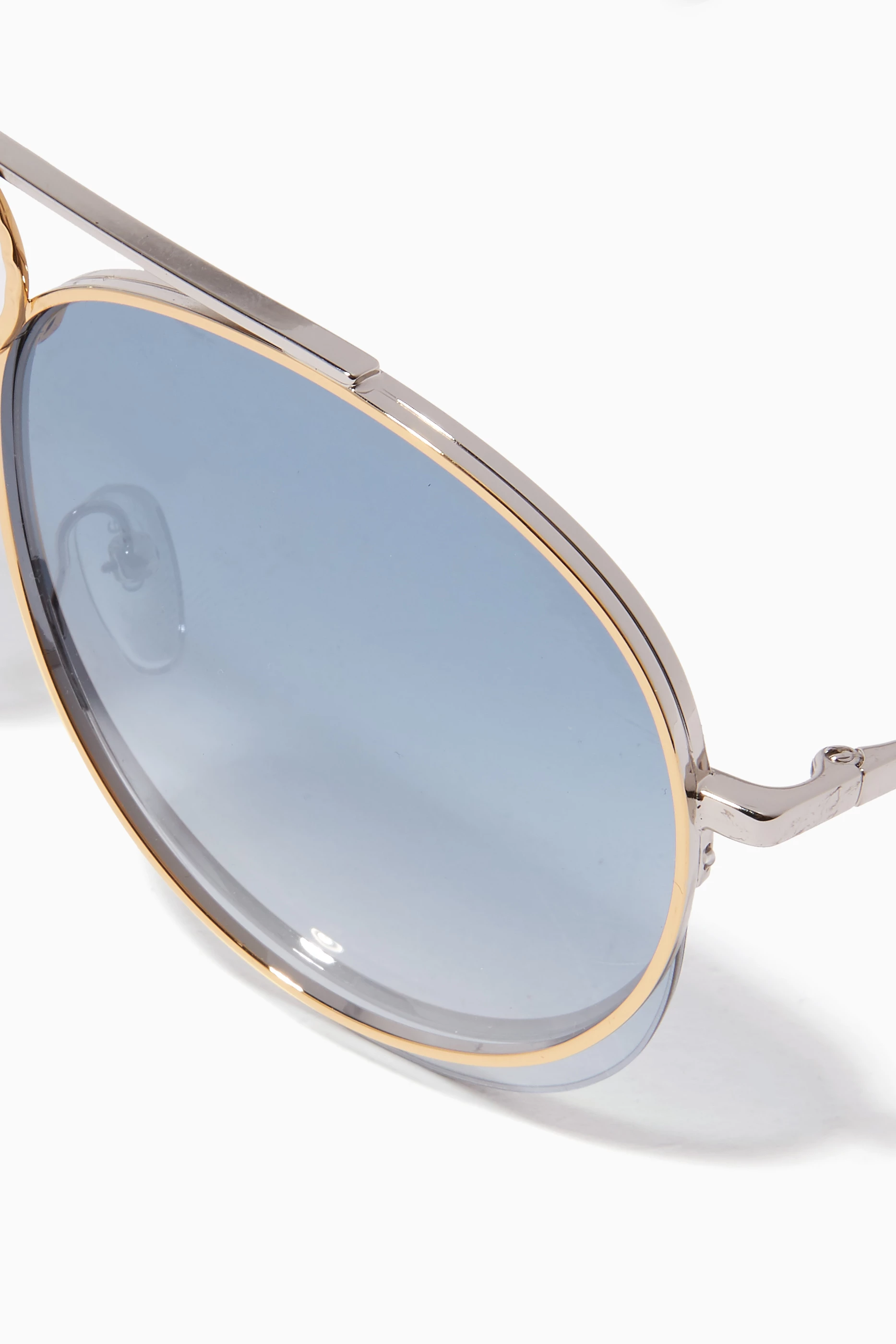 Chloe | Romie 61mm Aviator Sunglasses CH0382S Chloé Pilot Sunglasses 002 Gold Gradient Brown - eye  main image 3