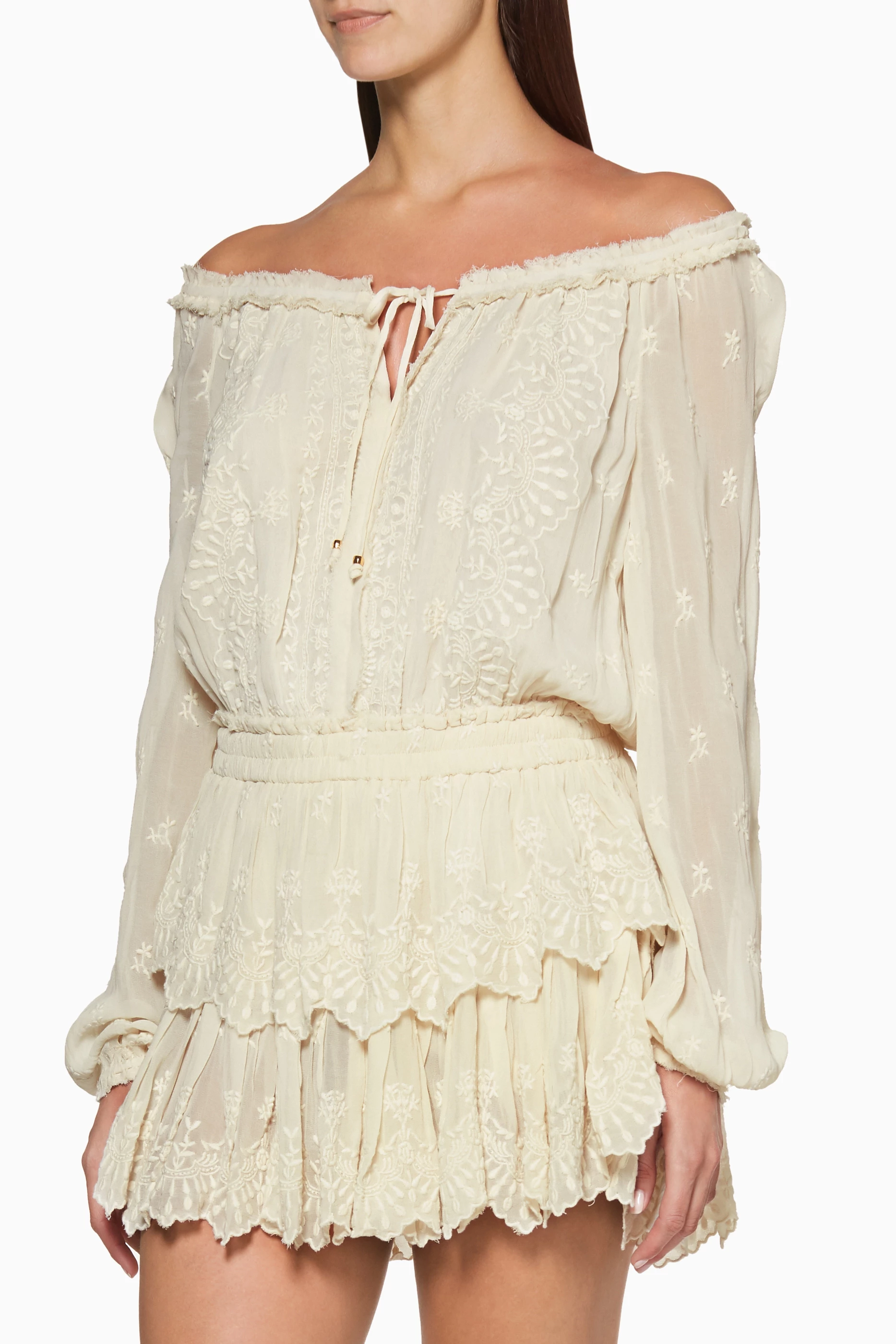 Buy LoveShackFancy Neutral Cream Popover Dress For Women Online Ounass Saudi