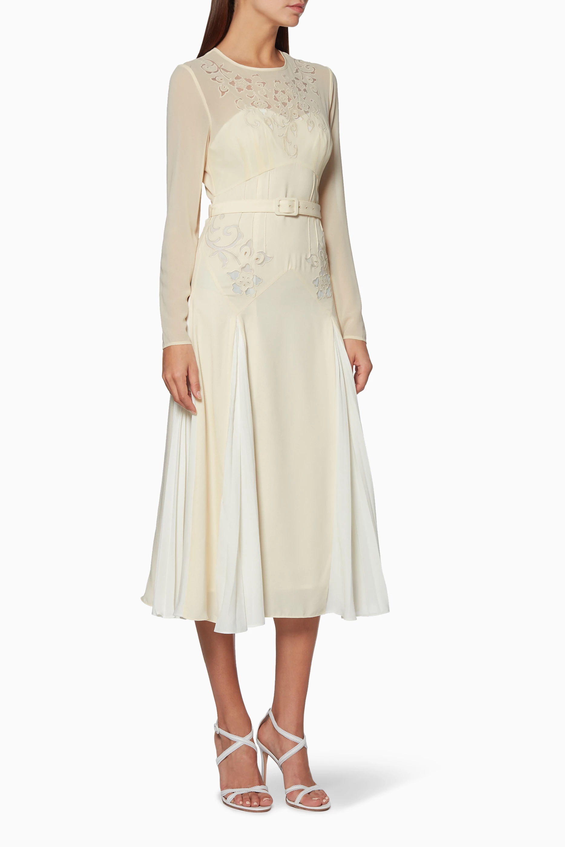 Self portrait ivory embroidered midi dress top