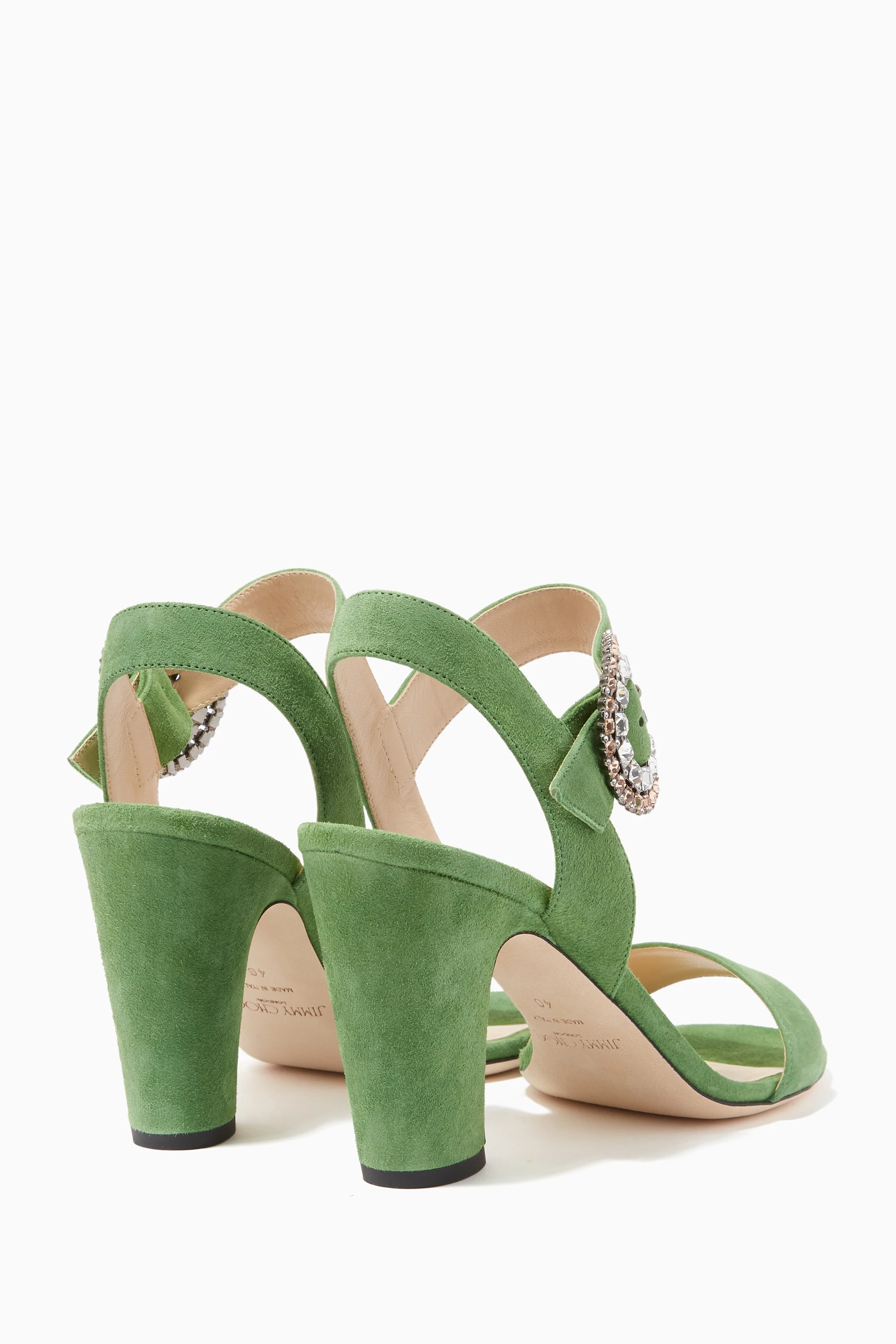 Buy Jimmy Choo Green Lime Green Silver Crystal Mischa 85 Sandals For Women Online Ounass Saudi