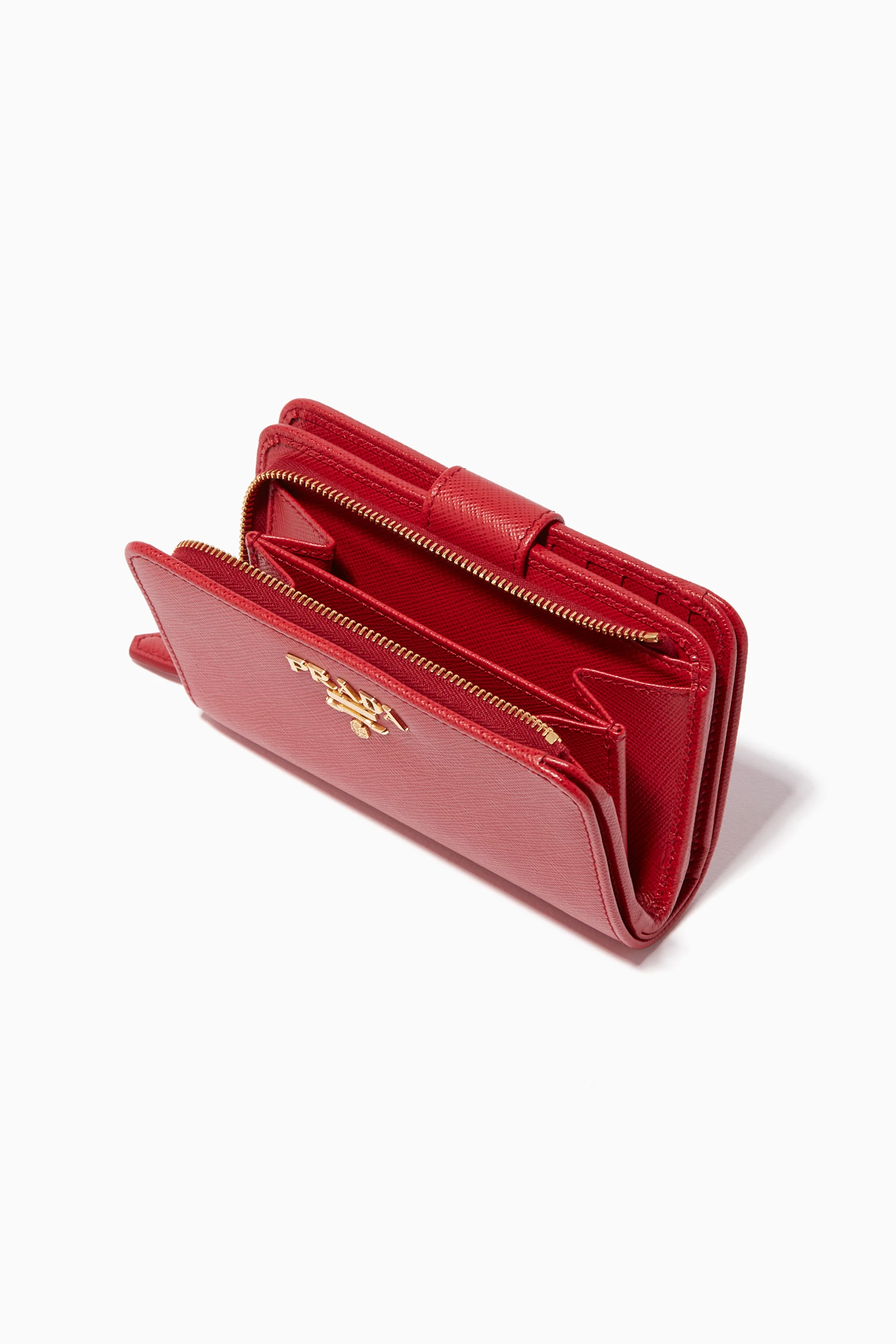 Prada saffiano wallet red online