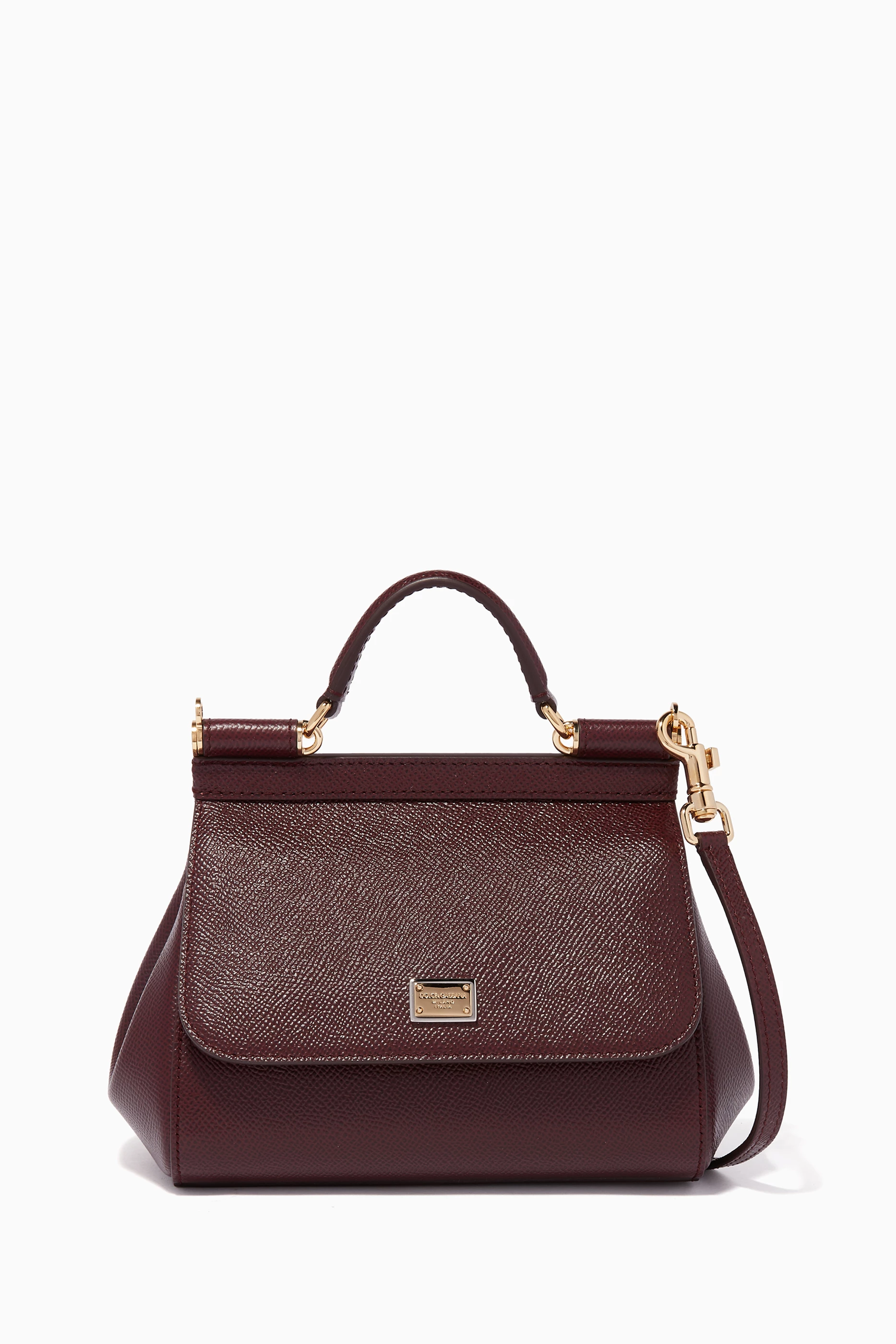 Buy Dolce Gabbana Red Burgundy Dauphine Leather Mini Sicily