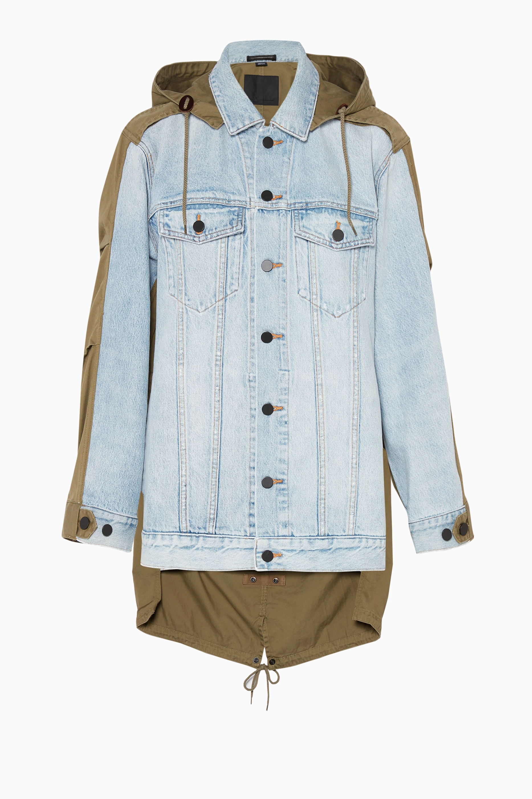 Buy Alexander Wang Green Army Green Daze Mix Oversized Denim Jacket For Women Online Ounass Saudi