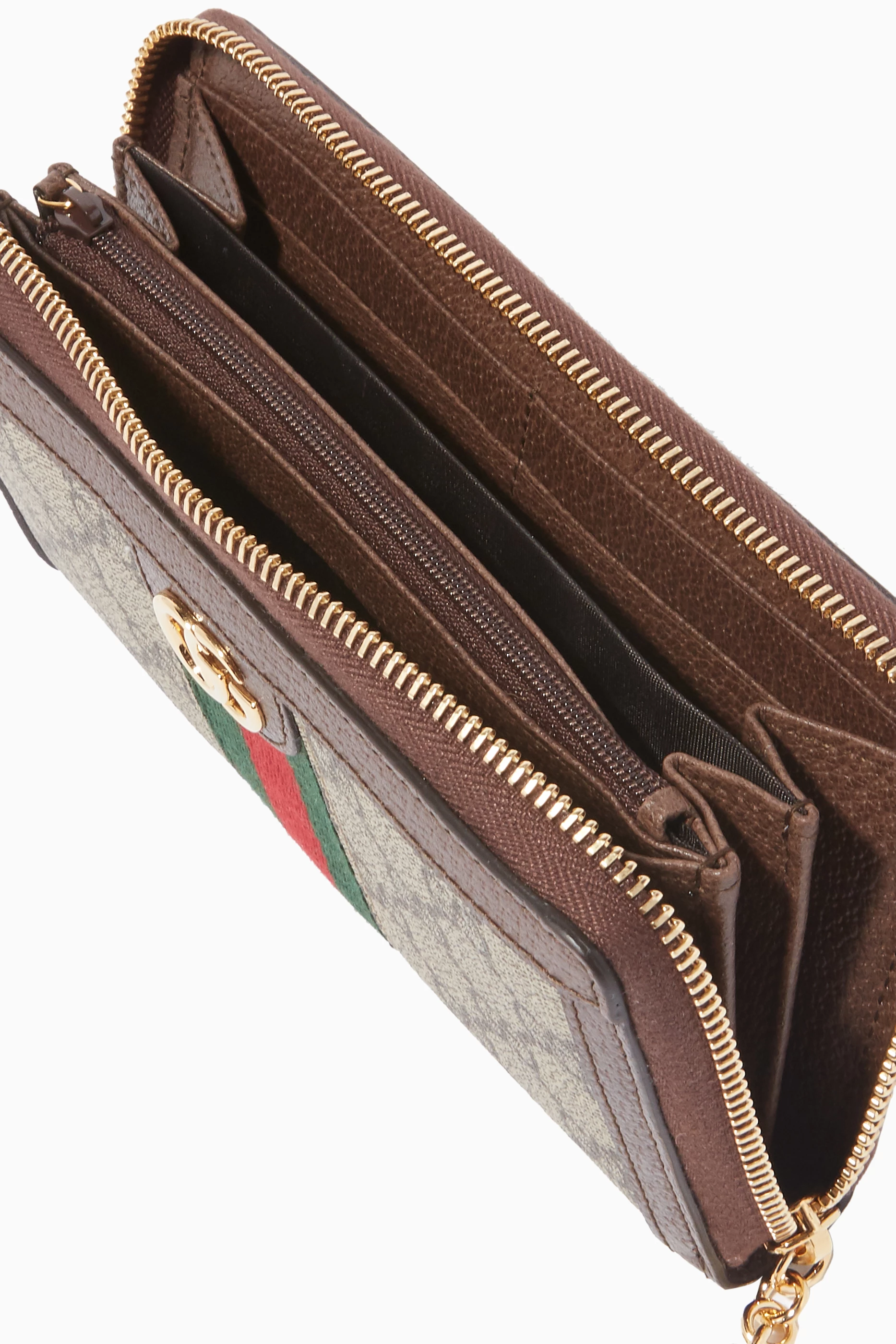Buy Gucci Brown Beige Ophidia GG Zip Around Wallet For Women 