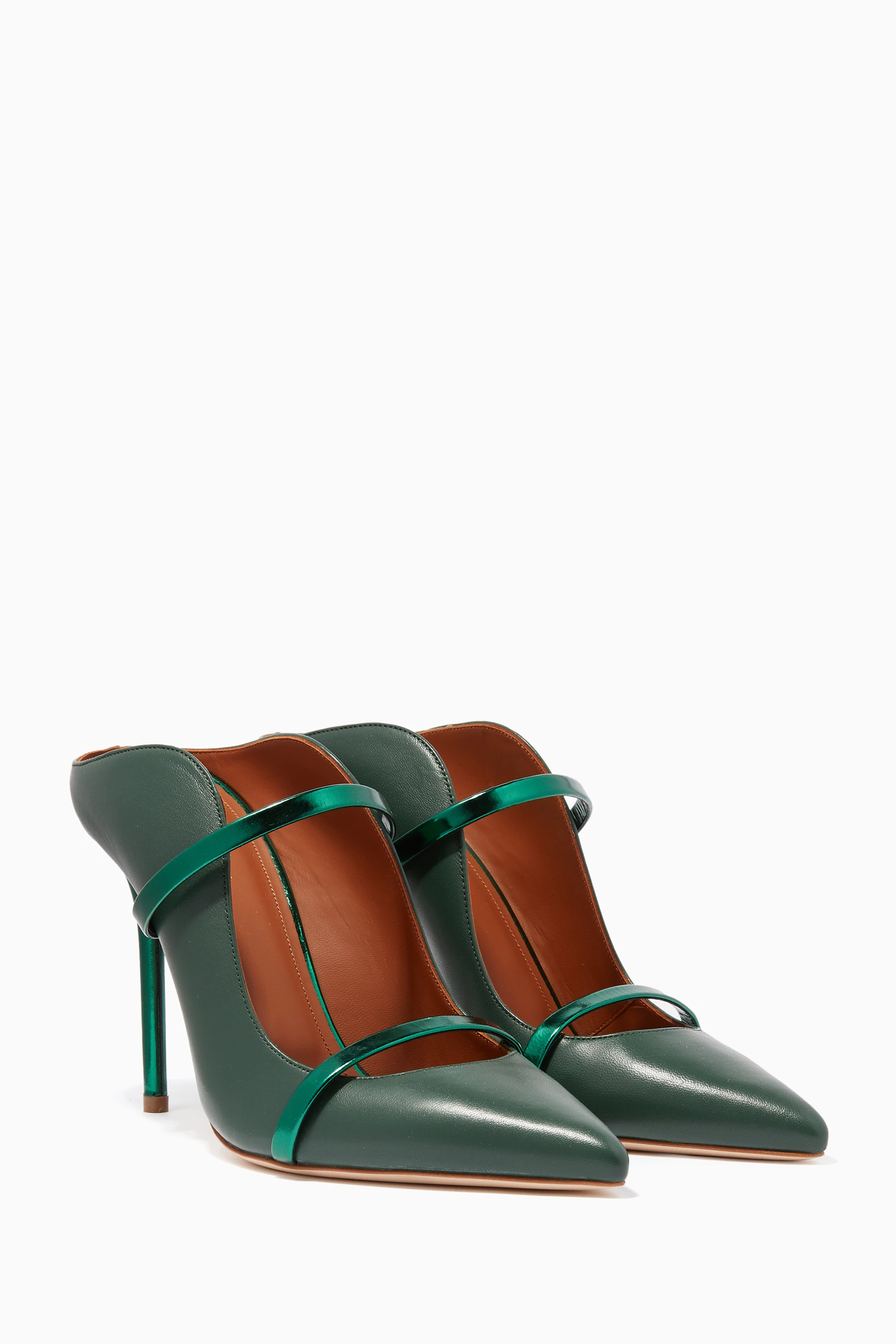 Buy Malone Souliers Green Dark-Green Maureen Leather Mules