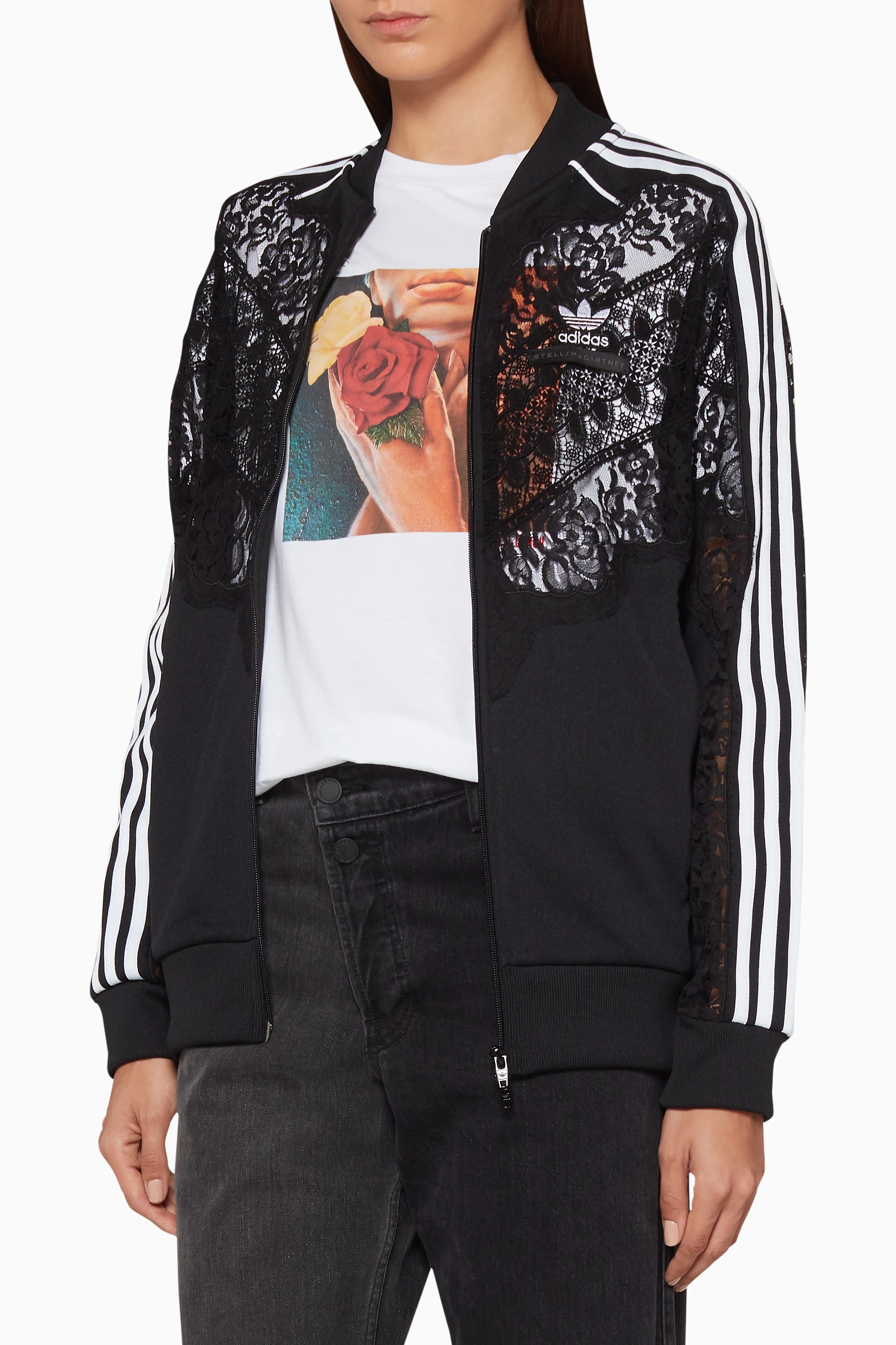 Buy Stella McCartney Black Stella McCartney X Adidas Lace Panel Jacket For Women Online Ounass Saudi