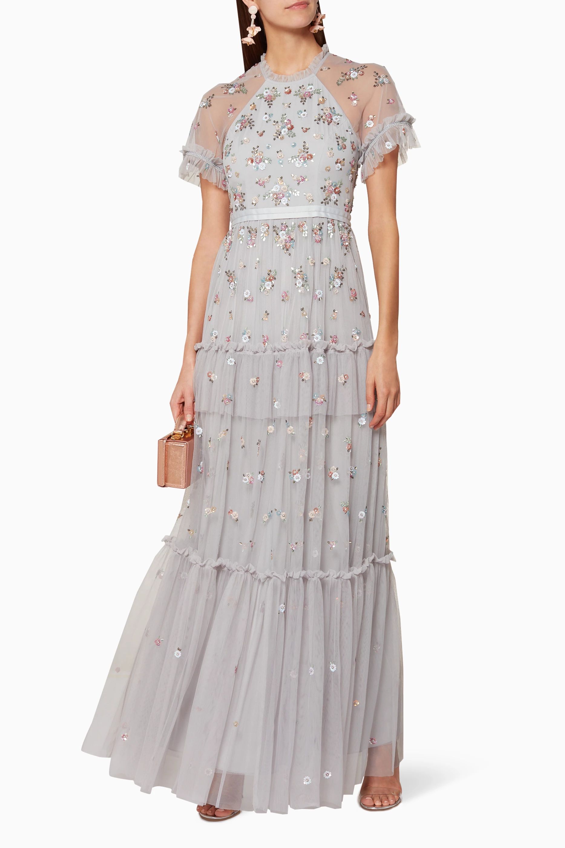 Needle & thread lustre tiered embellished tulle gown online