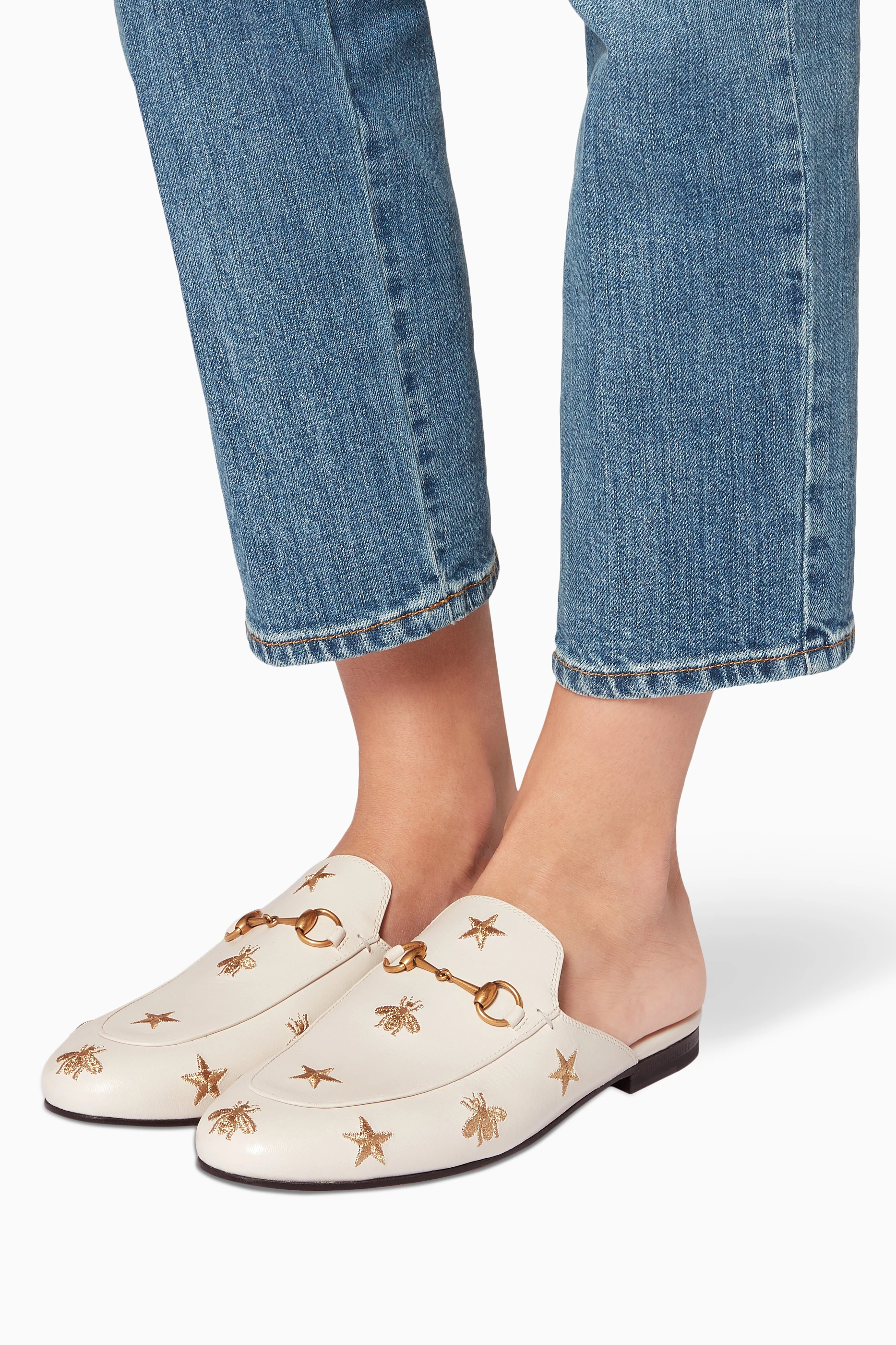 Gucci princetown embroidered leather slipper hotsell