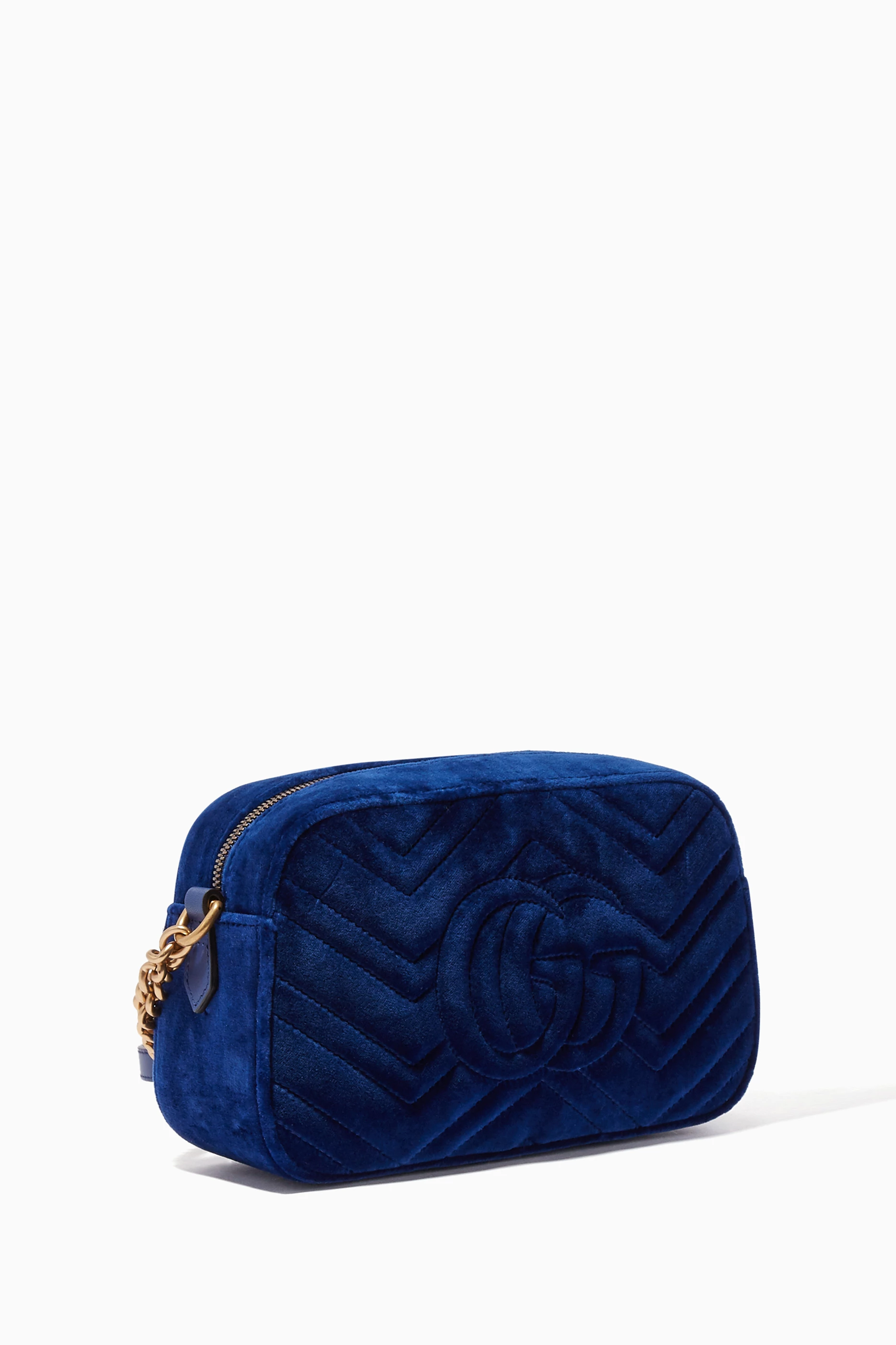 Buy Gucci Blue Blue Velvet Small GG Marmont Shoulder Bag For Women Online Ounass Saudi