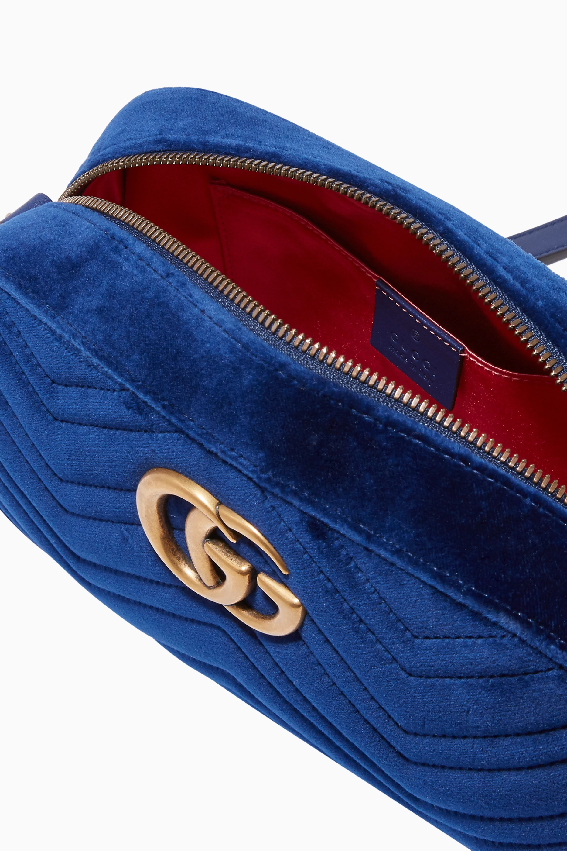 Buy Gucci Blue Blue Velvet Small GG Marmont Shoulder Bag For Women Online Ounass Saudi