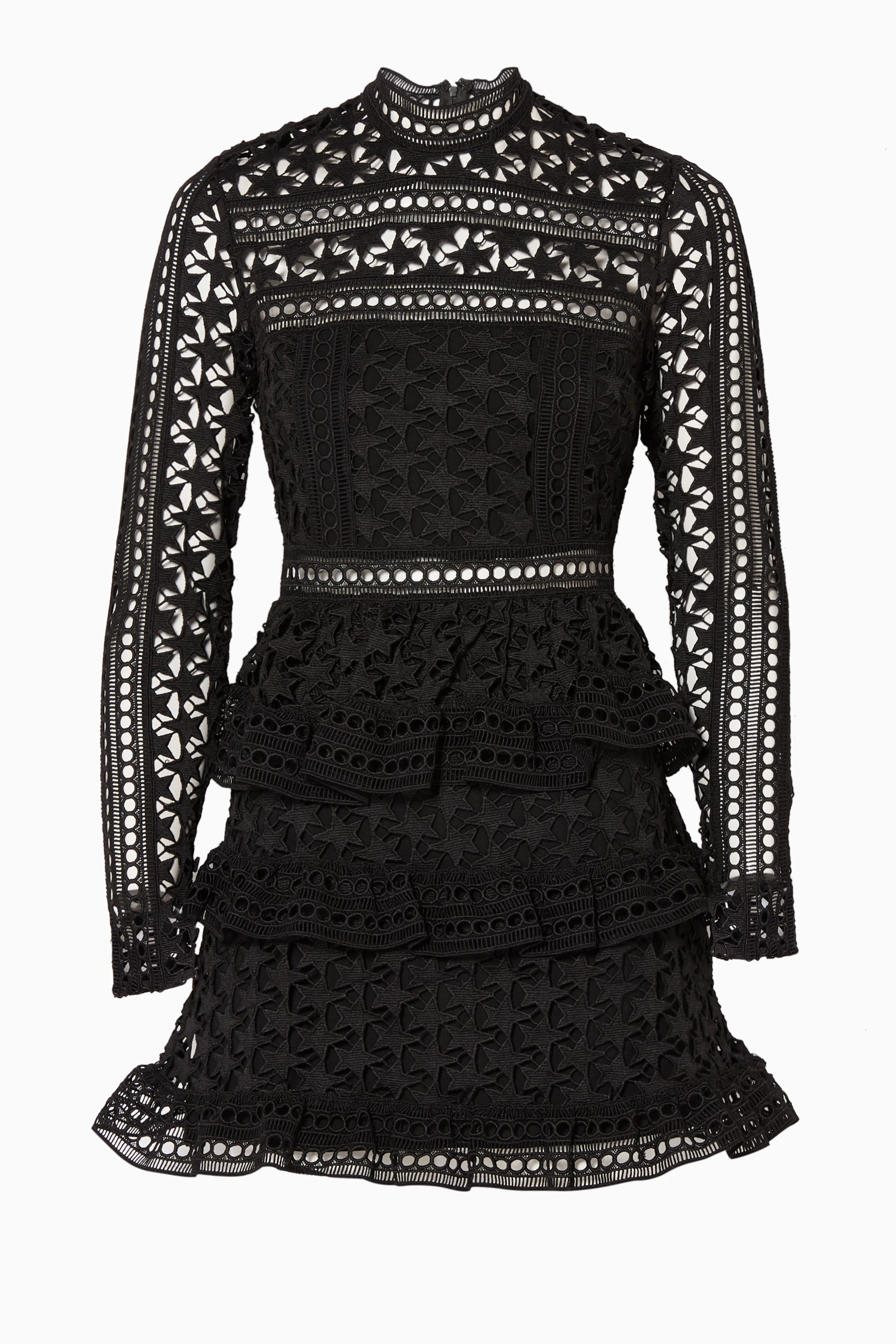 self portrait star lace dress Self-portrait - Navy Lace Embellished Midi Dress